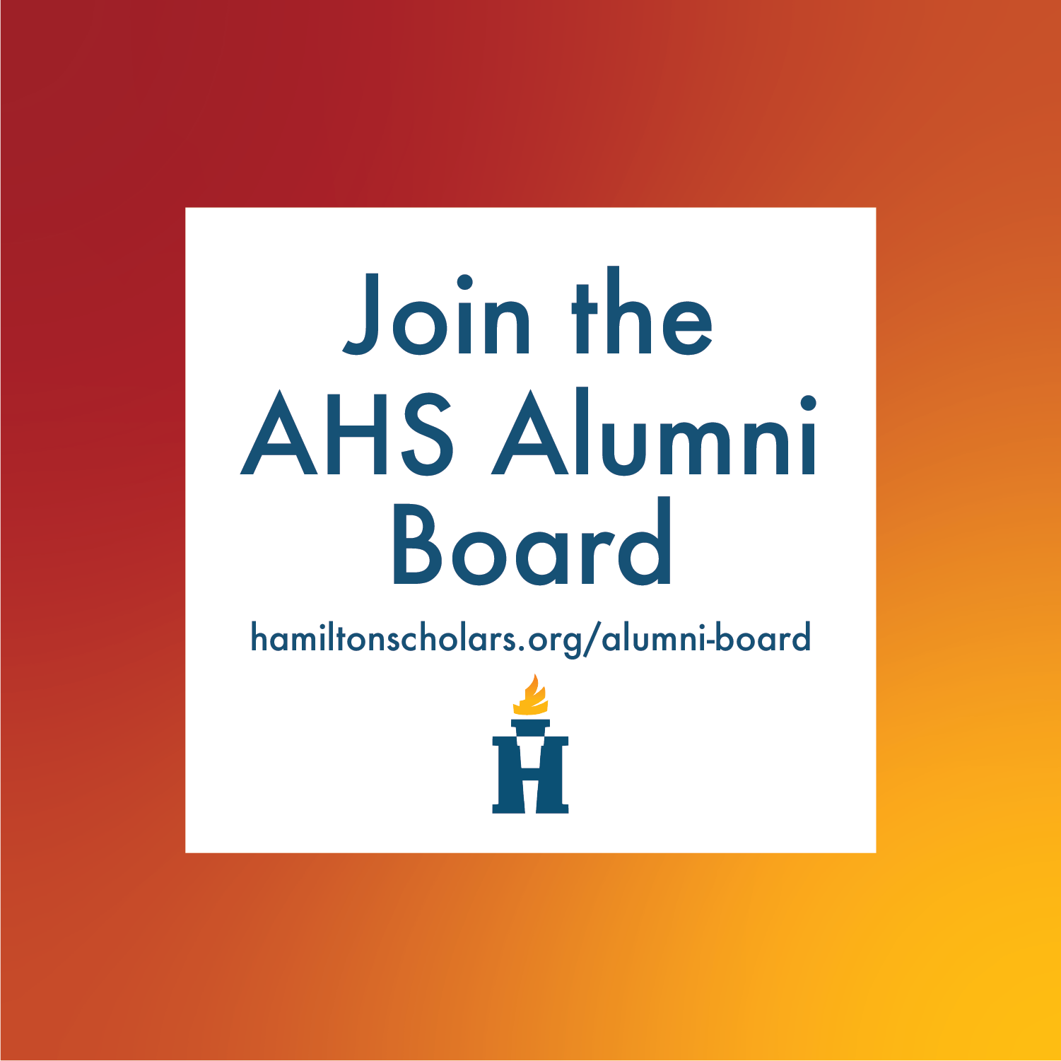 Social media graphic for joining the Alumni Board