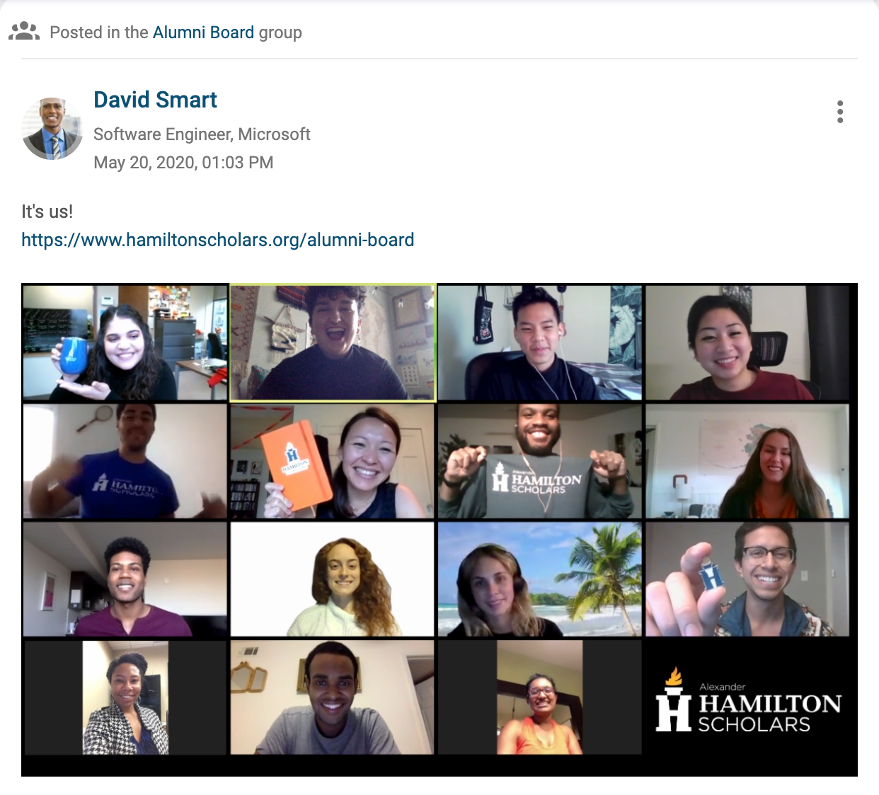 The very first post on AHSC from one of our beta testers in our Alumni Board