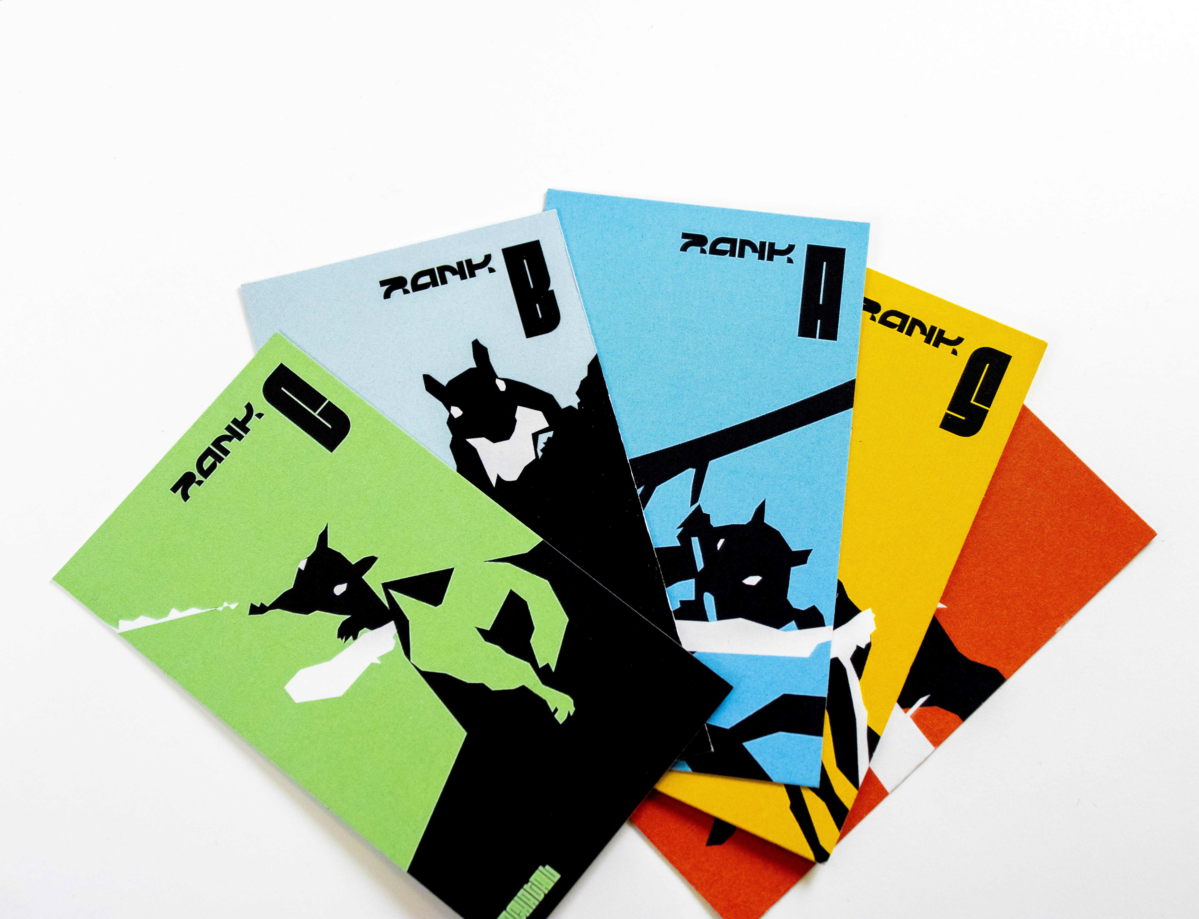 Close up of the vector illustrated backings of Gacha Tail cards, a design project by Mtende Moyo.