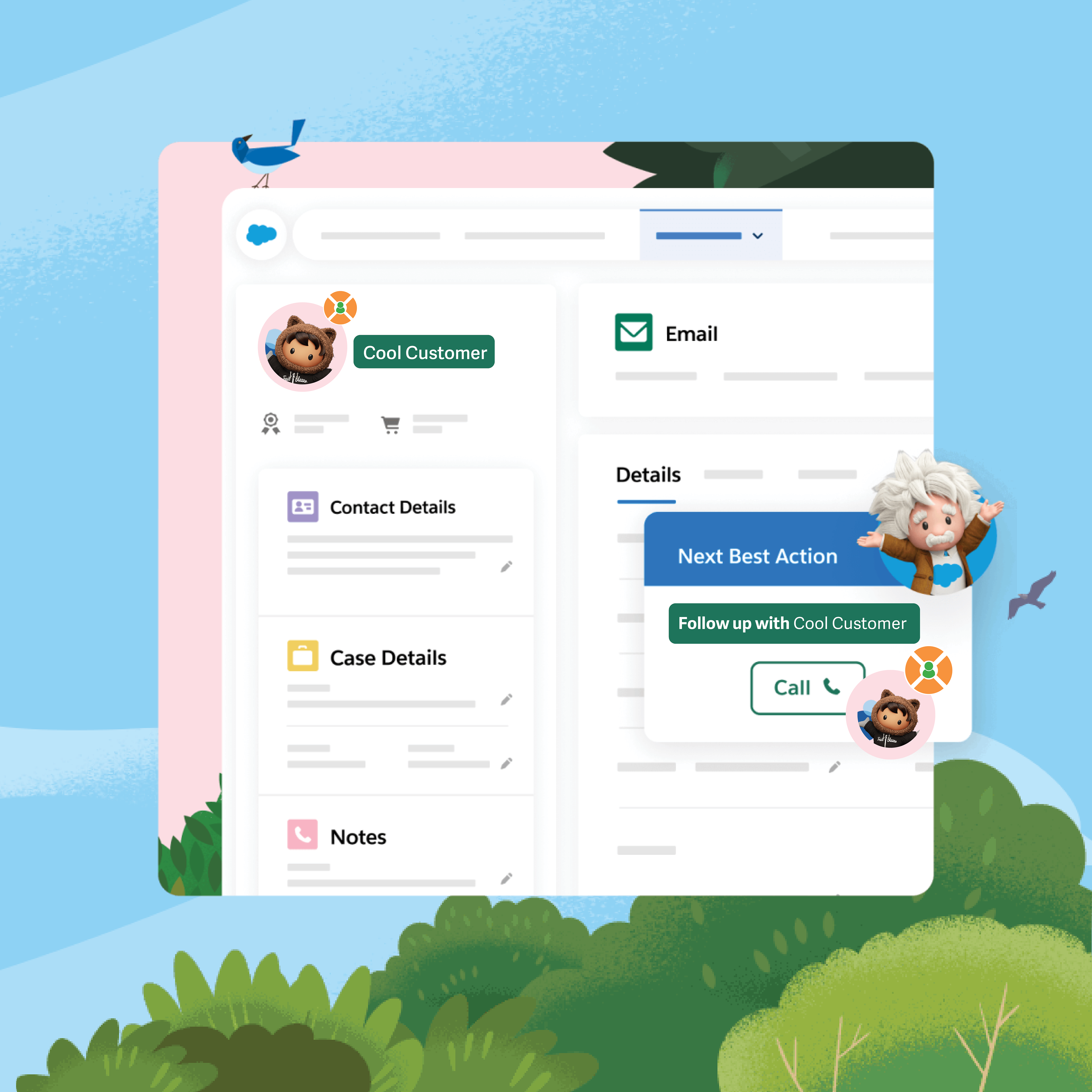 Salesforce image of an in-app feature suggesting that the user call a Lifeboat customer