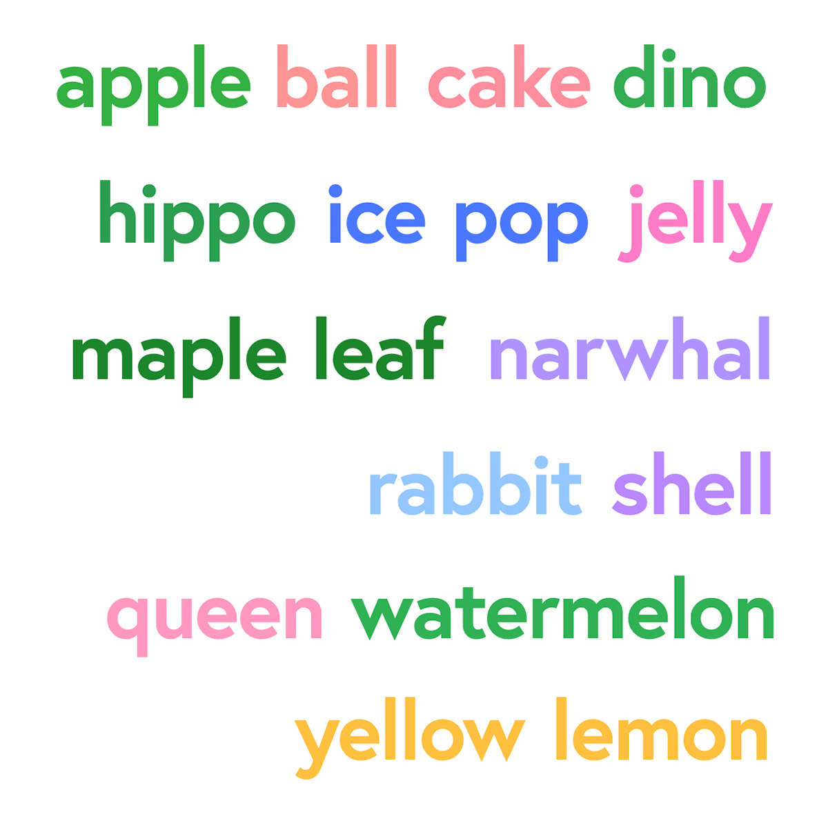 a collection of colorful words