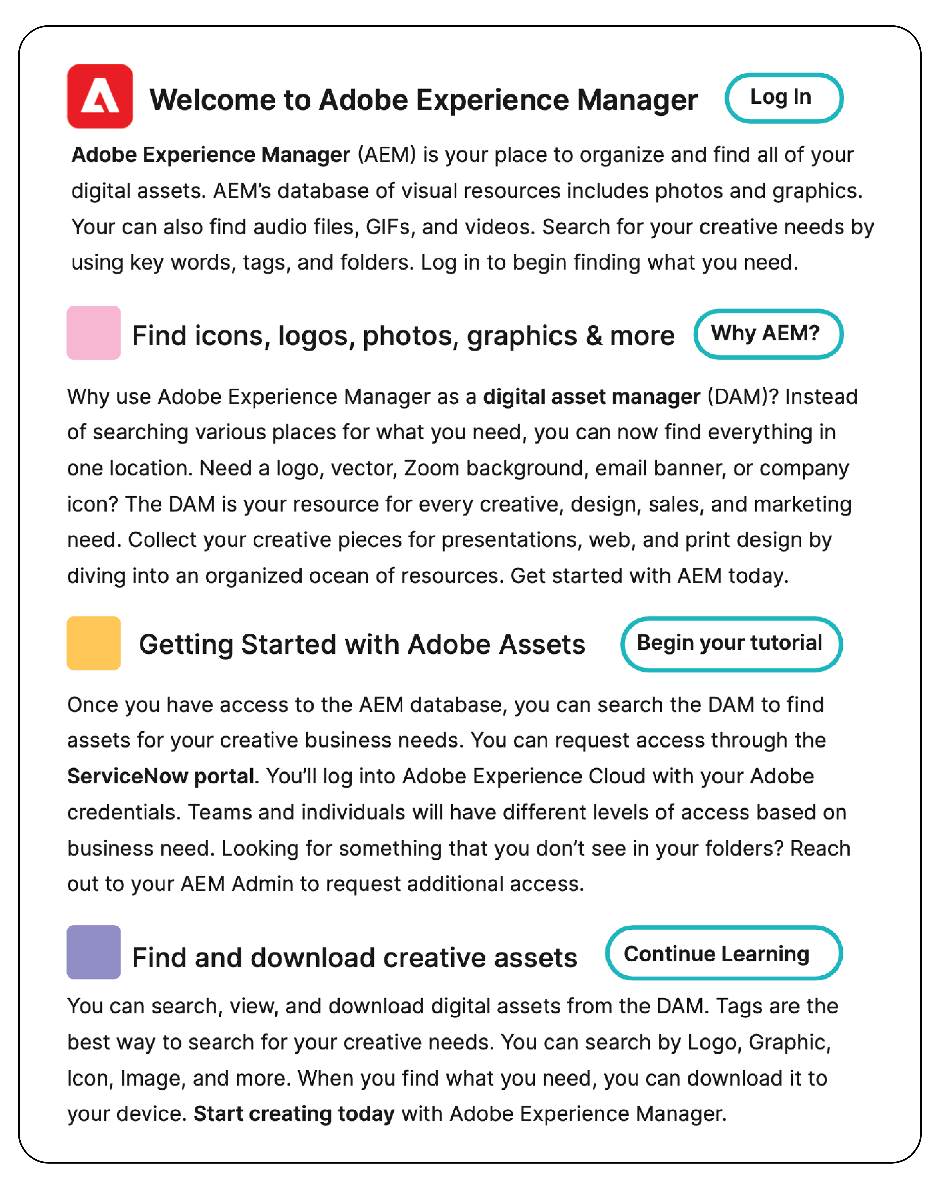a document displaying a user guide for Adobe Experience Manager