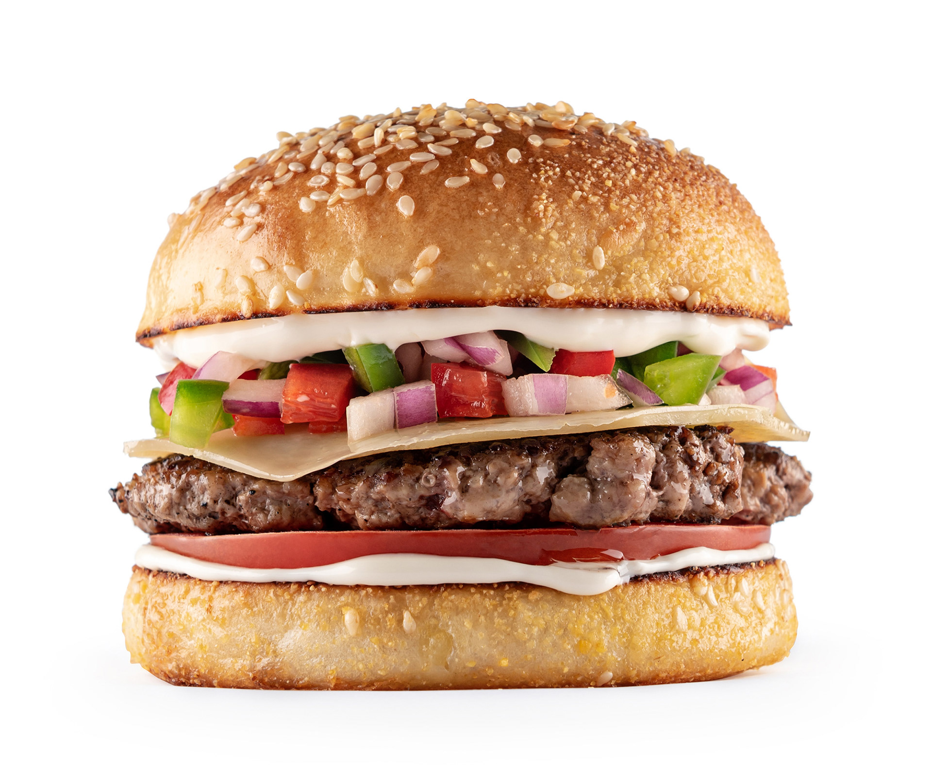 Fotografía para la hamburguesería The burger Factory de la ciudad de Mar del Plata, trabajo realizado por Sebastián Vecchi  junto a Mariana Maru Vetere en food stiling. Pico de gallo, parmesano