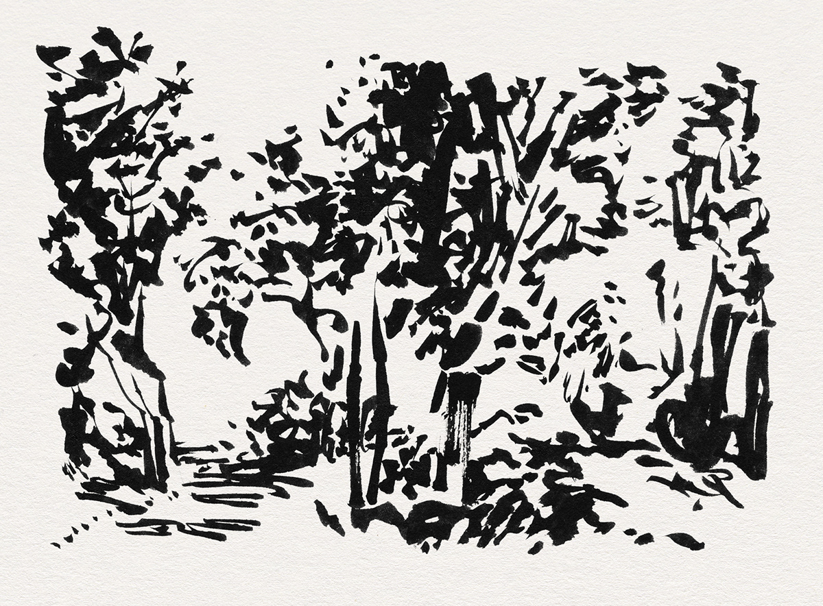 Sketch #200831-A, 2020. Ink on paper, 6"x4" image. 