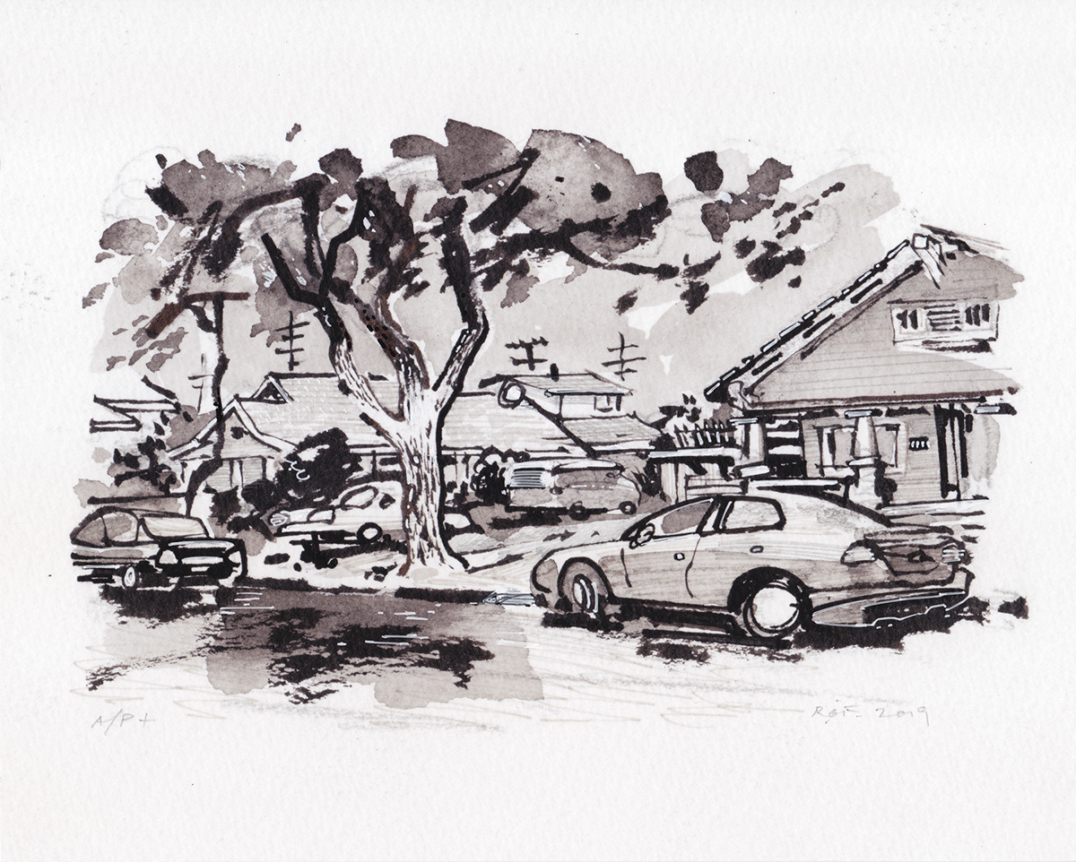 Glendale, CA, ink and graphite on paper, 2019