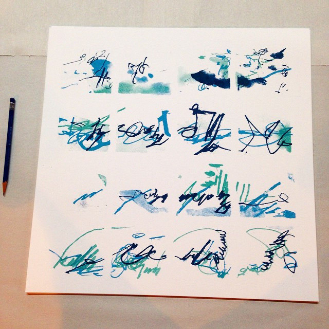 #150319 (Ten x Ten 2015) — 3-color manual silkscreen print, 18 x 18 inches.  Limited edition of 10, signed and numbered, 2015. Available from Spudnik Press.