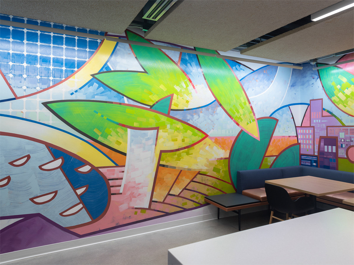  Mural for S2G Ventures, 2019. Acrylic on drywall. Photo: Nathan Keay.