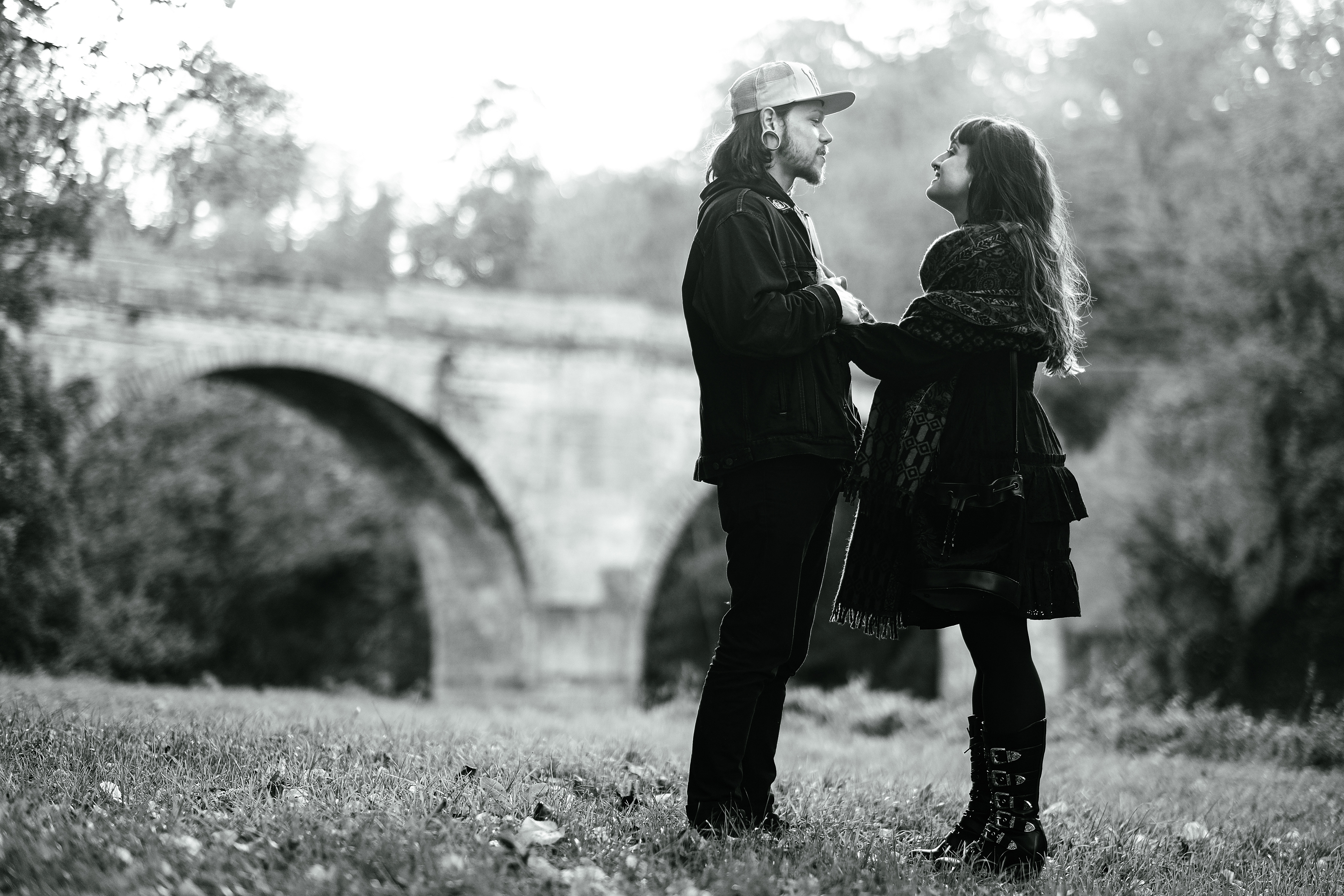 Couple Photoshoot in Durham England black and white romance 