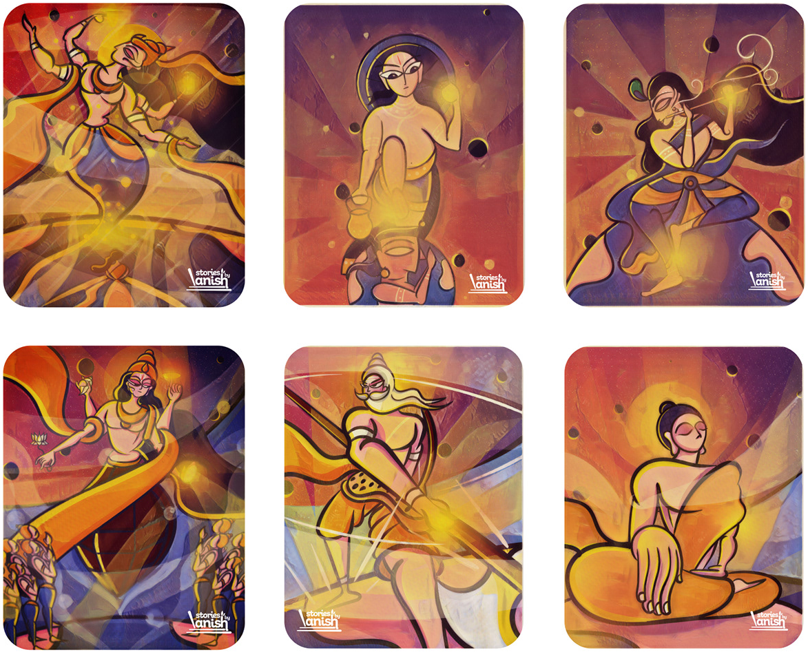 Dimensions of Vishnu Illustrated by Anish in Bengal Patachitra