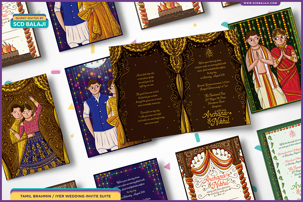 Artpreneur Online Program - Contemporary Tamil Brahmin Wedding Invitation  Suite