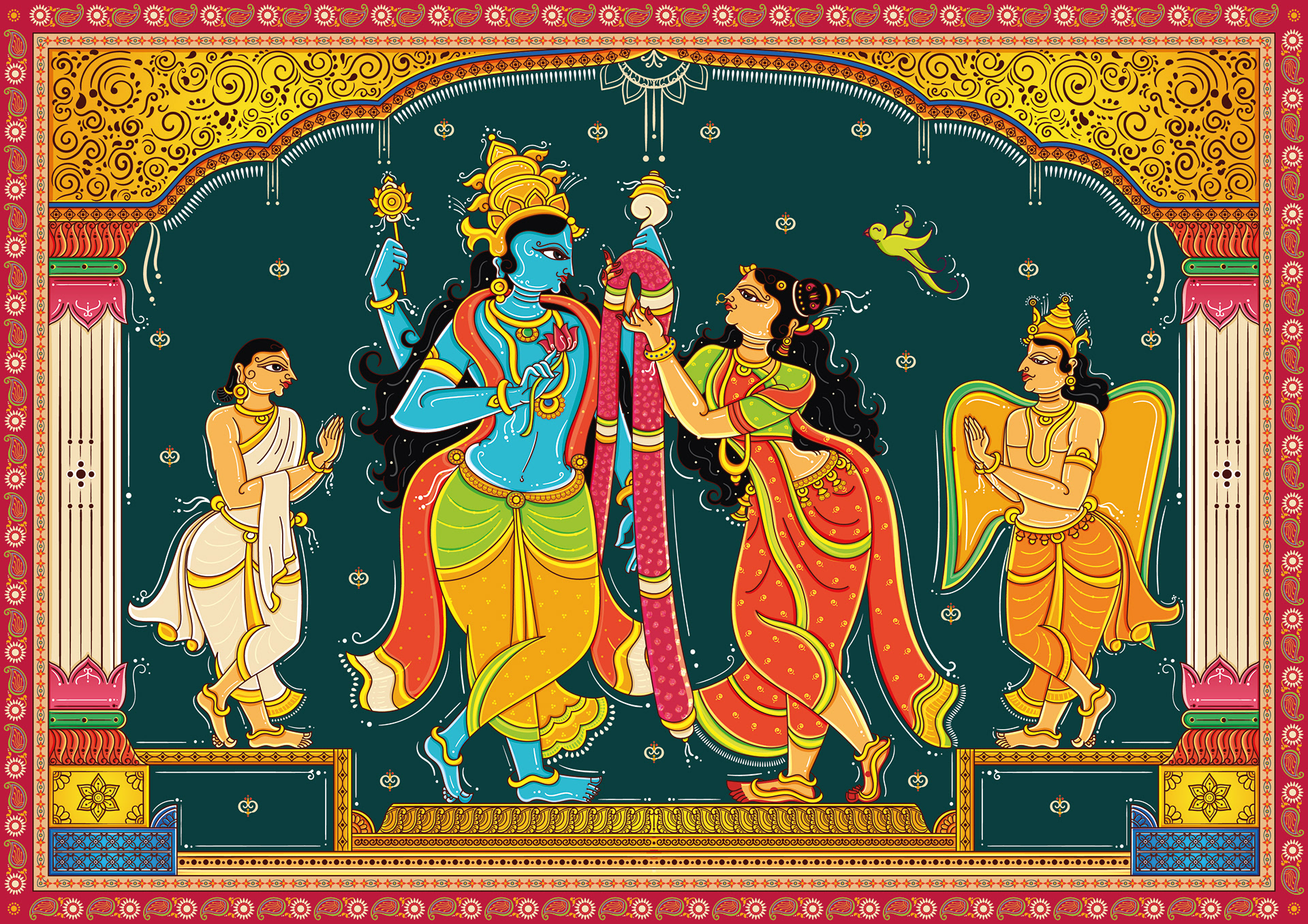 Aandal Kalyanam Illustrated by Anu Renuga in Odisha Pattachitra