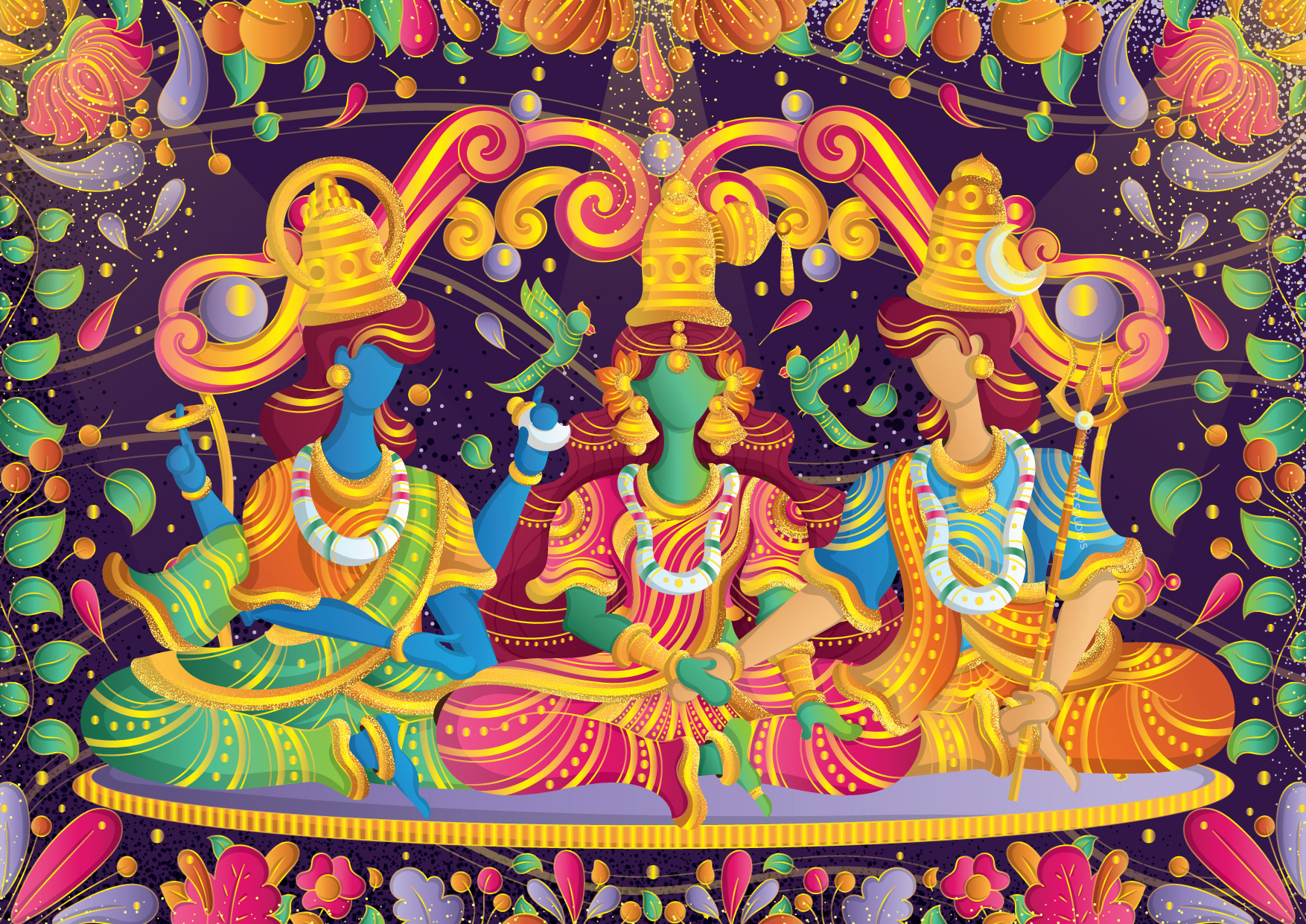 The Madurai Wedding Illustrated by Vinodhini in European Art Deco