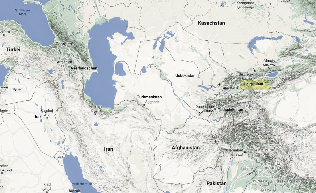 Kyrgyzstan in the heart of Central Asia.