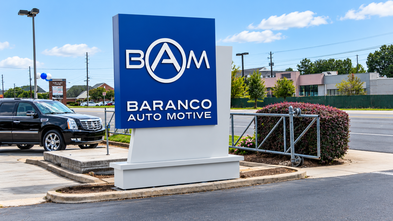 Monument sign in Atlanta featuring custom corporate branding, dimensional lettering and professional roadside business signage.