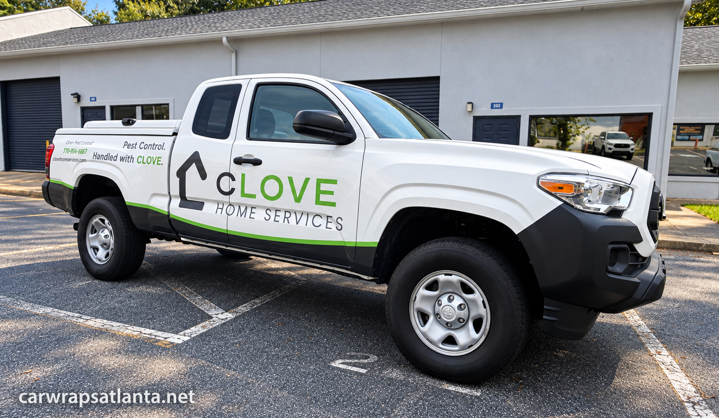oyota Tacoma partial wrap design for a home-service company in Atlanta
