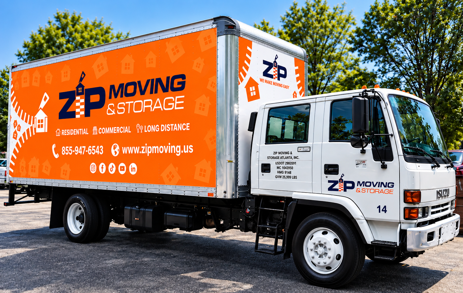 Full commercial box truck wrap produced from existing artwork, with professional large-format printing and installation. This project highlights box truck wraps, commercial vehicle graphics, fleet branding and wrap installation for businesses in Atlanta and Metro Atlanta.