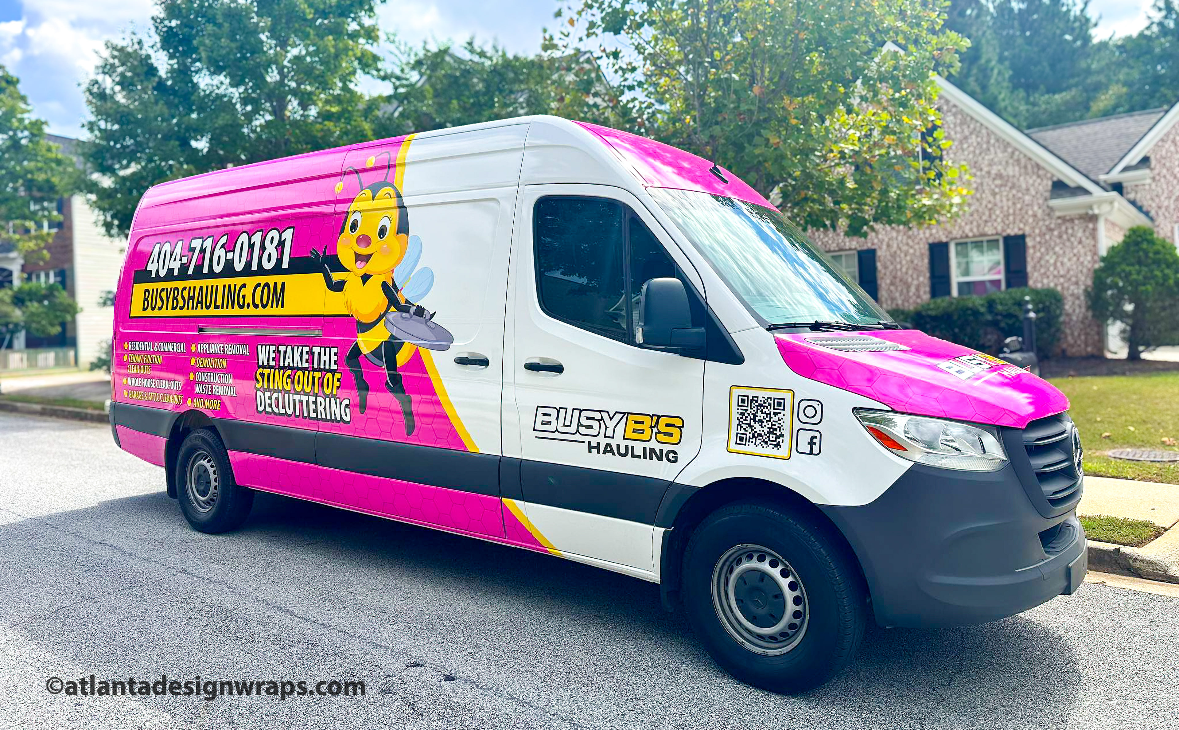 Hero image: Full final view of the commercial Mercedes-Benz Sprinter wrap completed by S2DM Car Wraps Atlanta for a local recycling company's fleet.