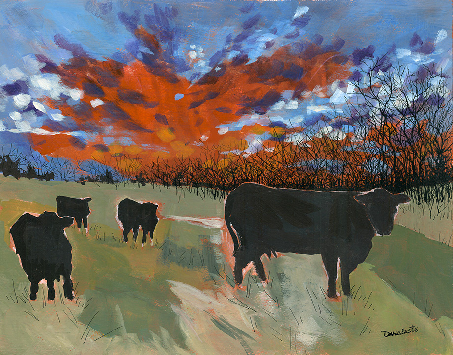 Summer Sundown, 20x16", acrylic on paper
