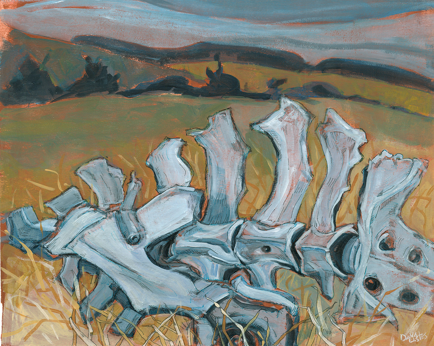 Remanents, 20x16", acrylic on paper