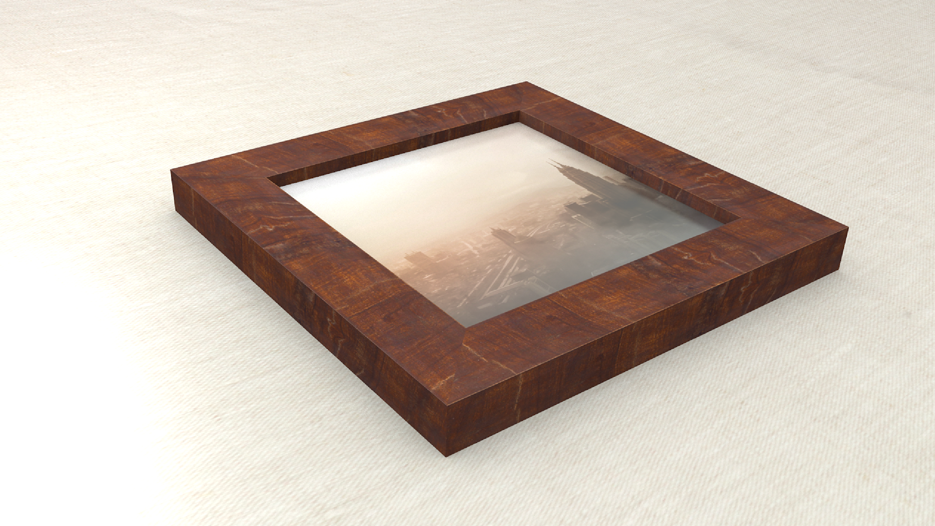 One of the wood frames with texture applied for rendition from Blender