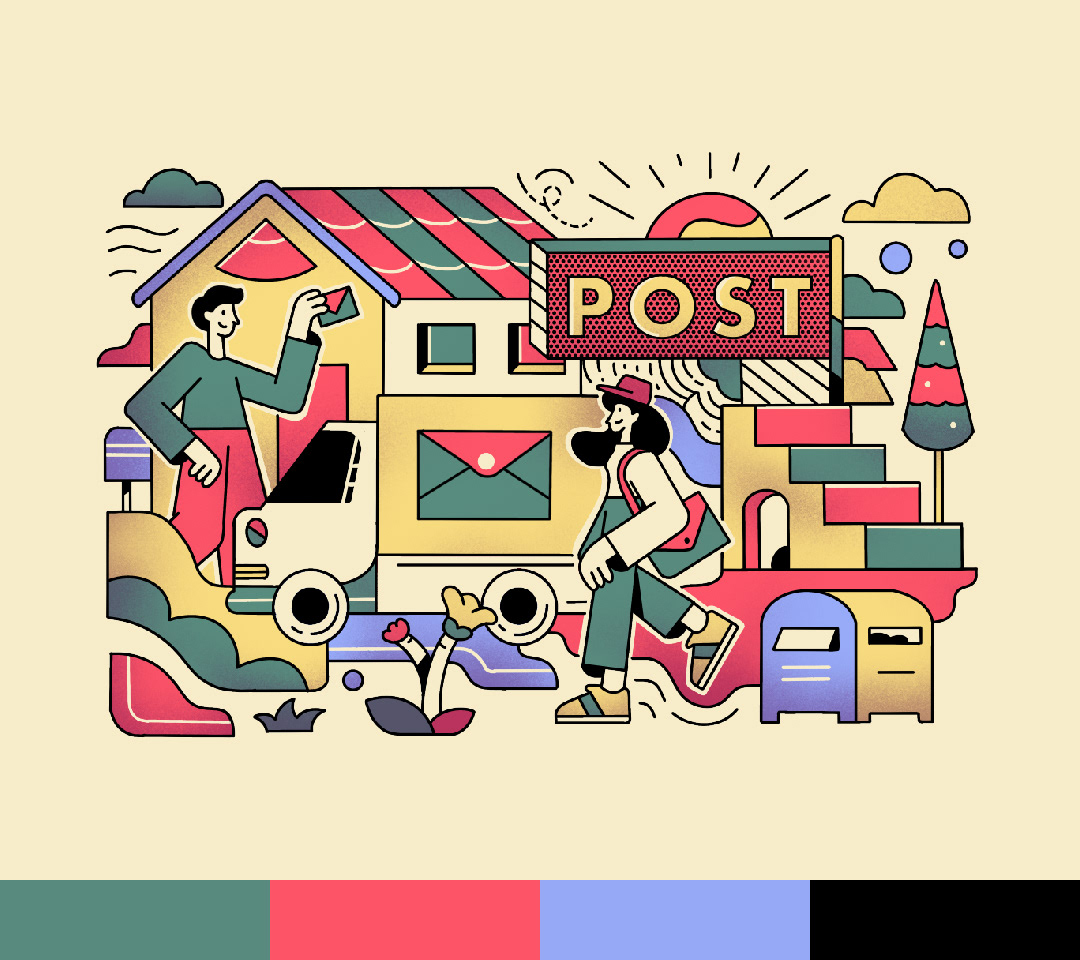 illustration for postcard "post"