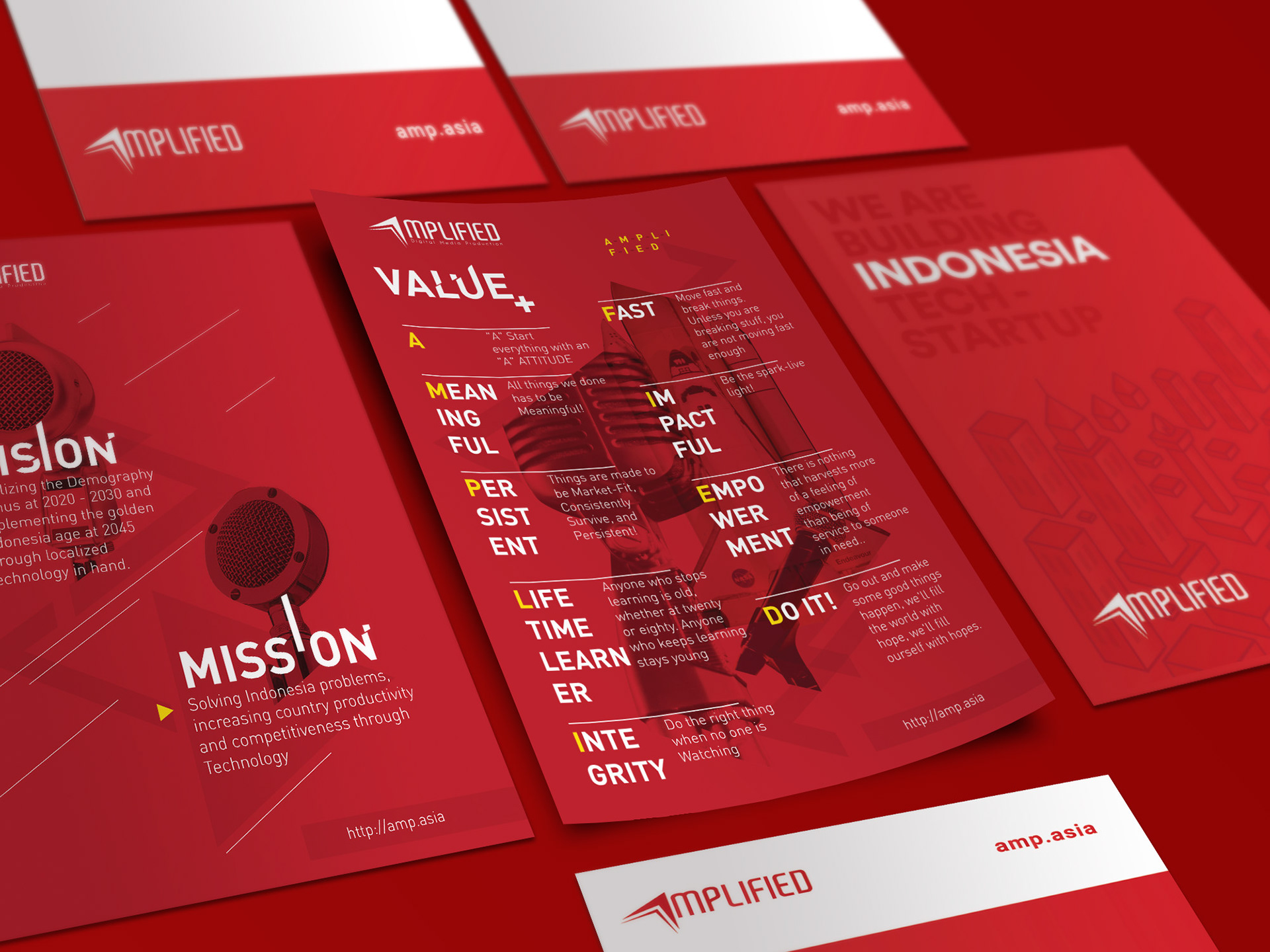 AMPlified printable poster and Letterhead design