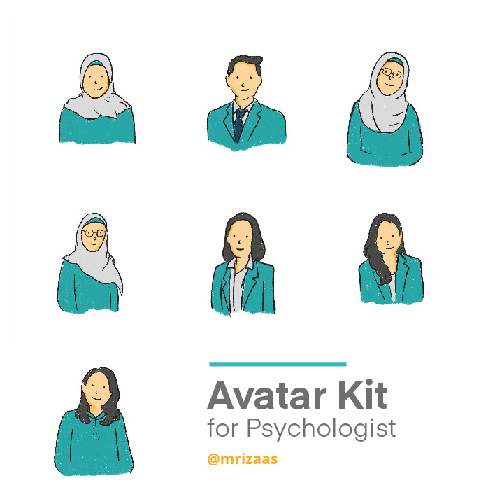 Character illustrations for Ibunda.id apps Psychologist avatar