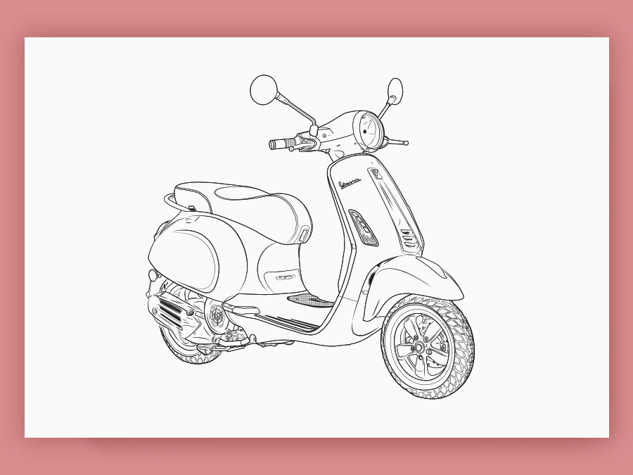 Vector illustration line Vespa