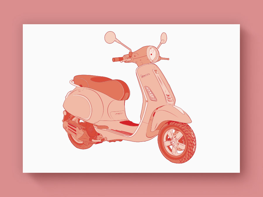 Vector illustration monotone colour Vespa