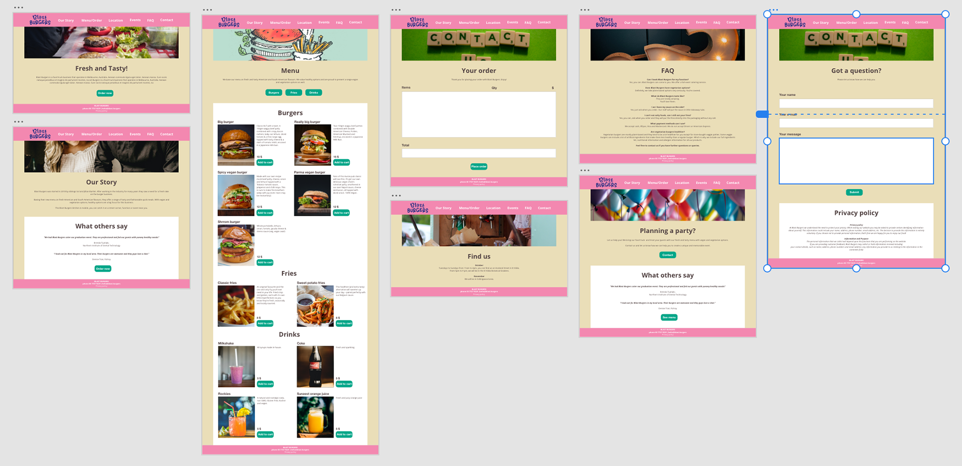 Web site wireframes