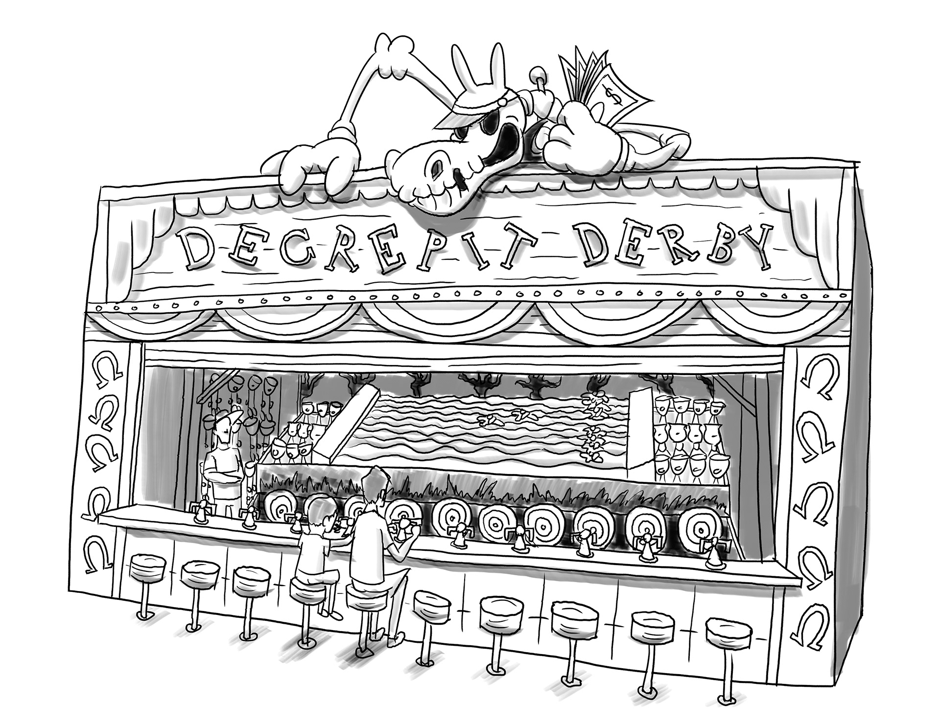 Cuphead carnival game - Decrepit Derby (Photoshop, 2024)