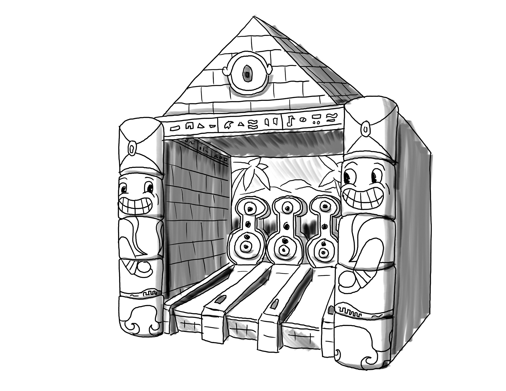 Cuphead carnival game - Pyramid skee-ball (Photoshop, 2024)