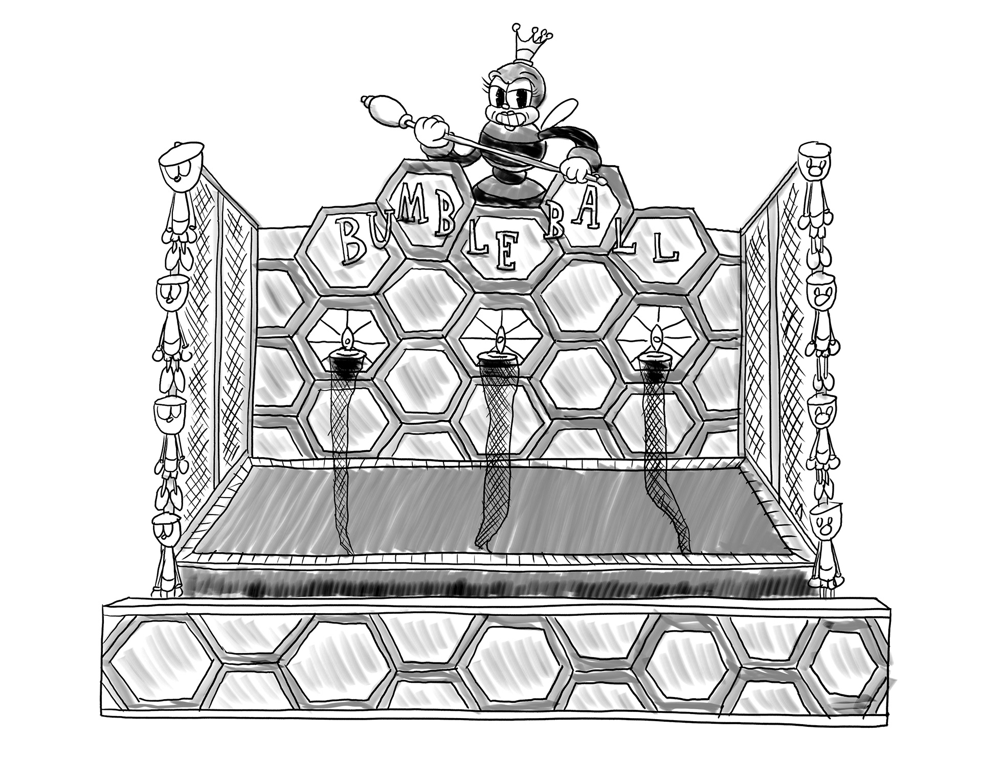 Cuphead carnival game - Bumble Ball (Photoshop, 2024)