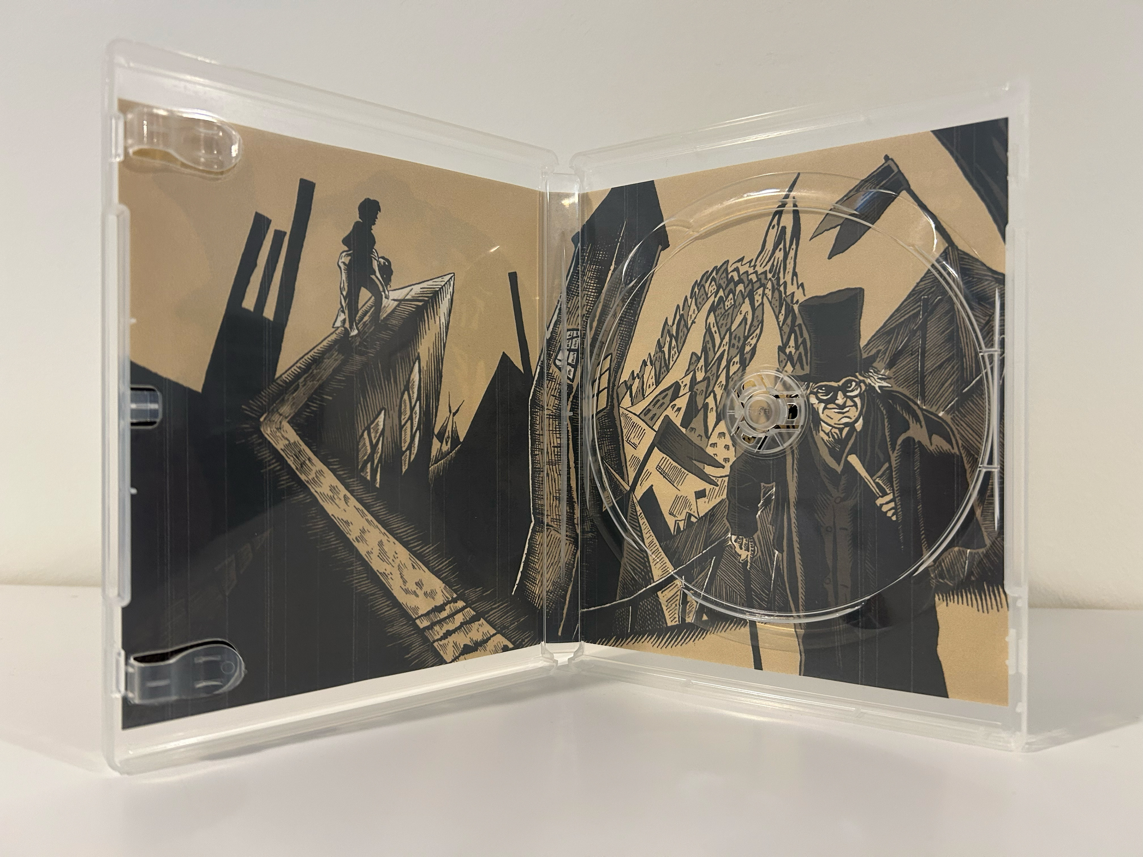 The Cabinet of Dr. Caligari Blu-ray mockup, interior view (2026)