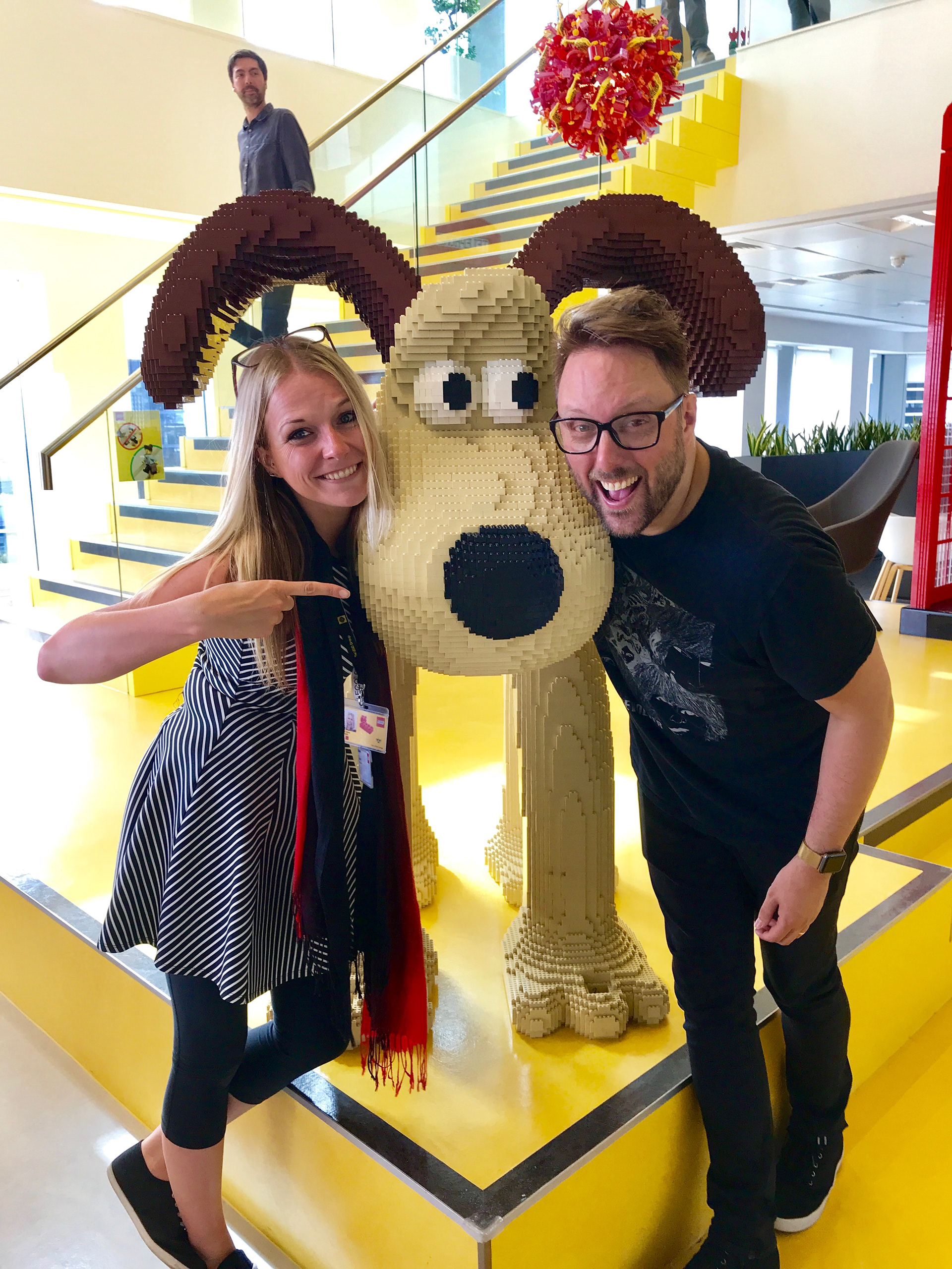 Tori & David with Gromit at the London LEGO Hub