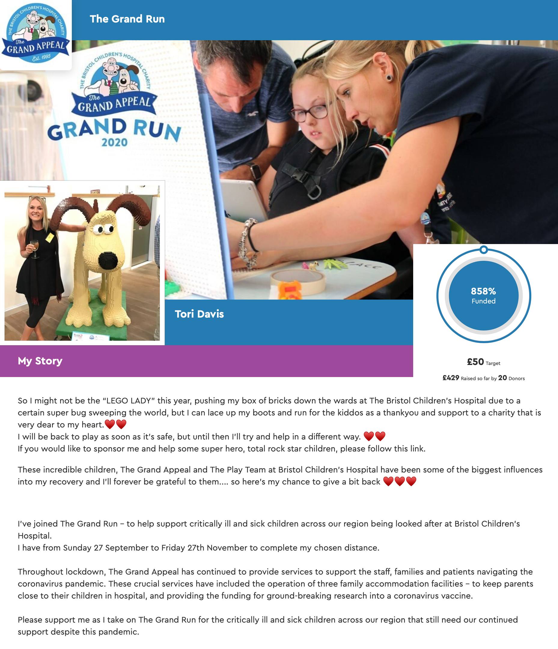 Tori's Sponsor Page