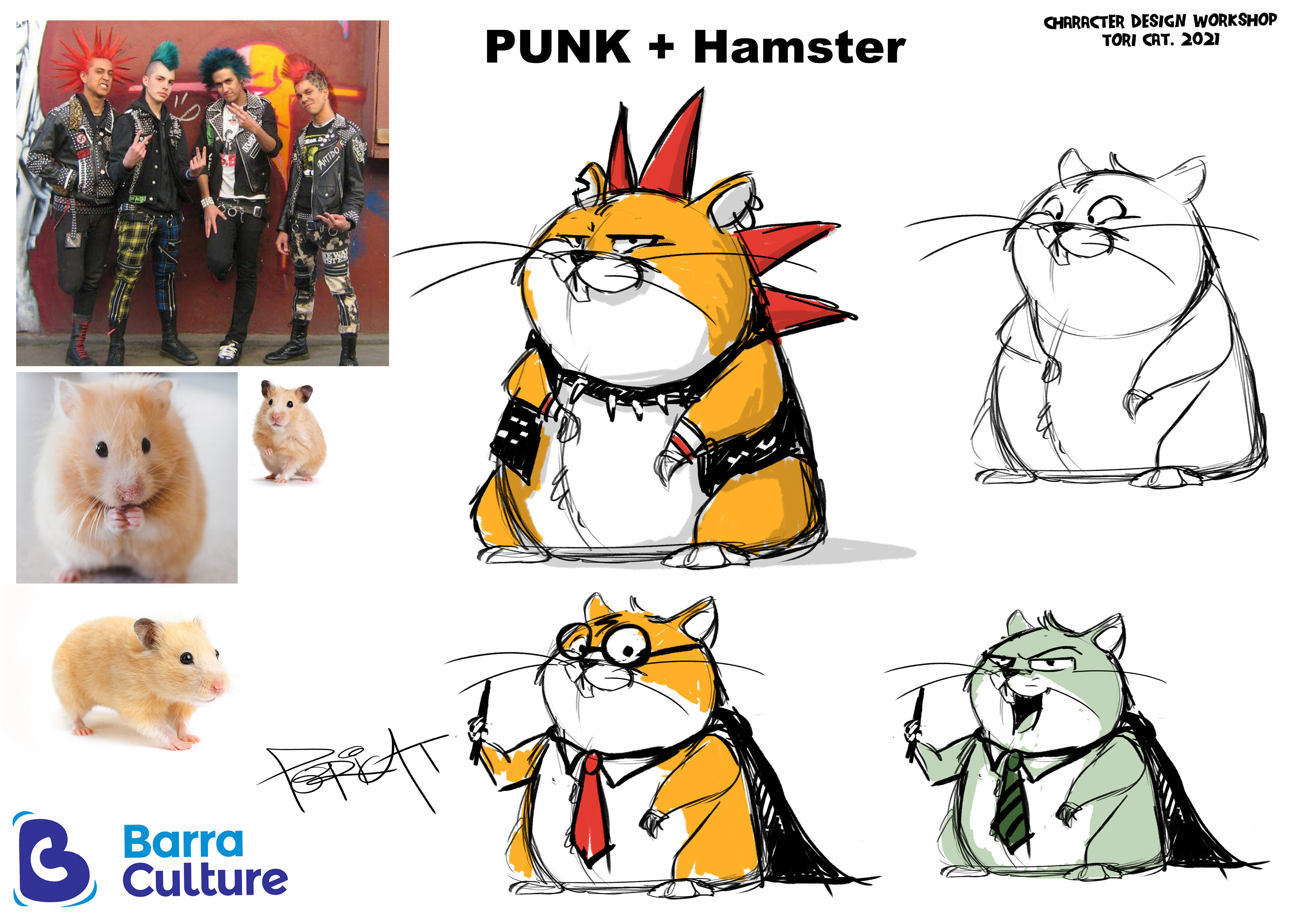 Designing characters- Punk Hamsters go to Hogwarts