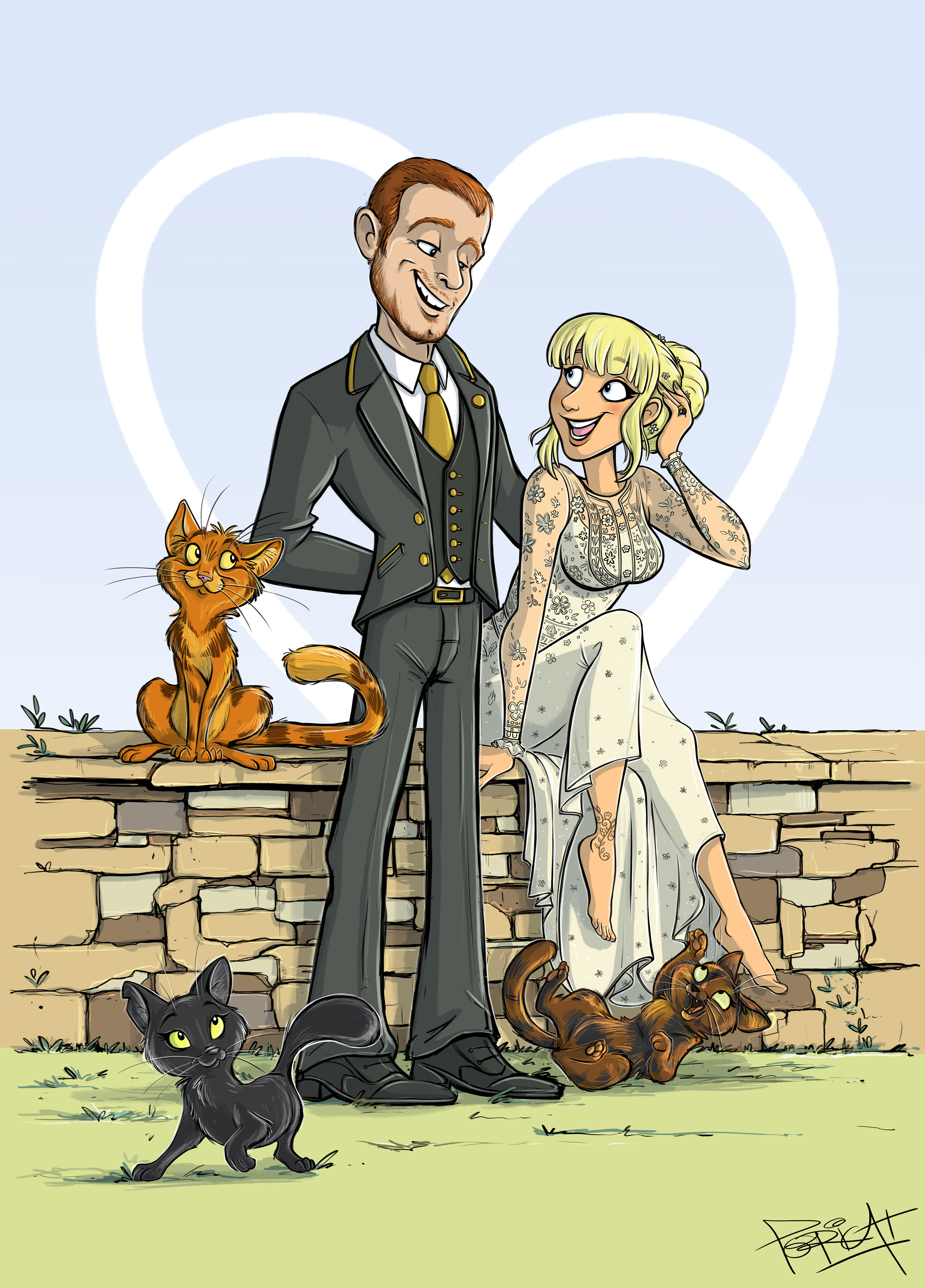 Final image- 5 characters. Clean line, Colour, background- £250 (+VAT)