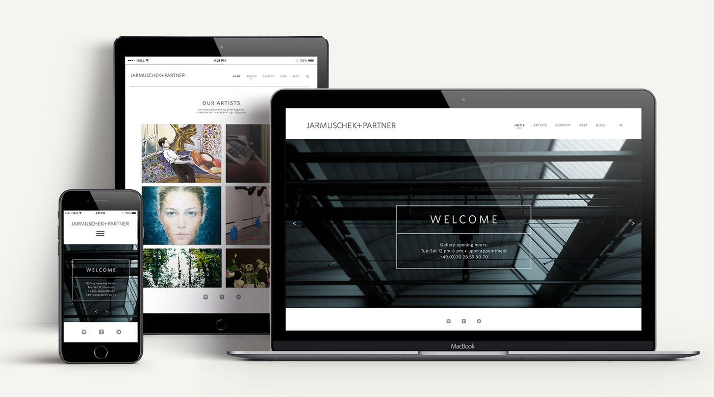 Website Entwurf Galerie Jarmuschek+Partner, Claudia Siegert