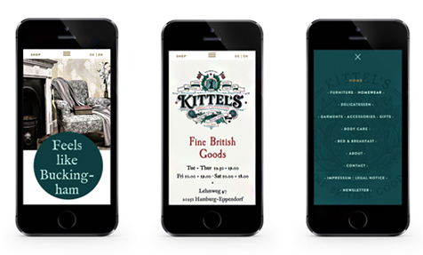 Webdesign Kittels - Fine British Goods in Hamburg von Claudia Siegert