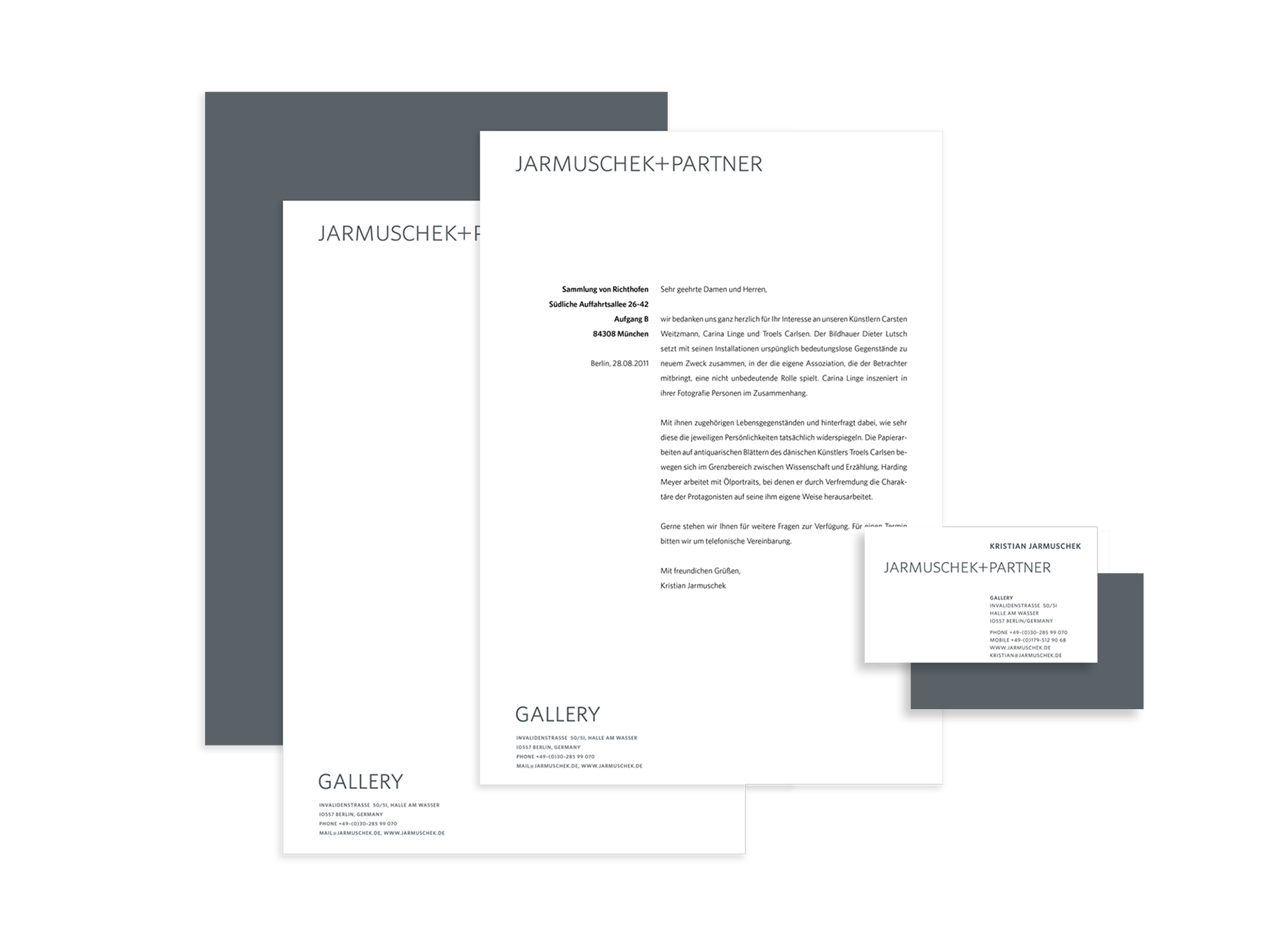 Briefausstattung Galerie Jarmuschek+Partner, Claudia Siegert