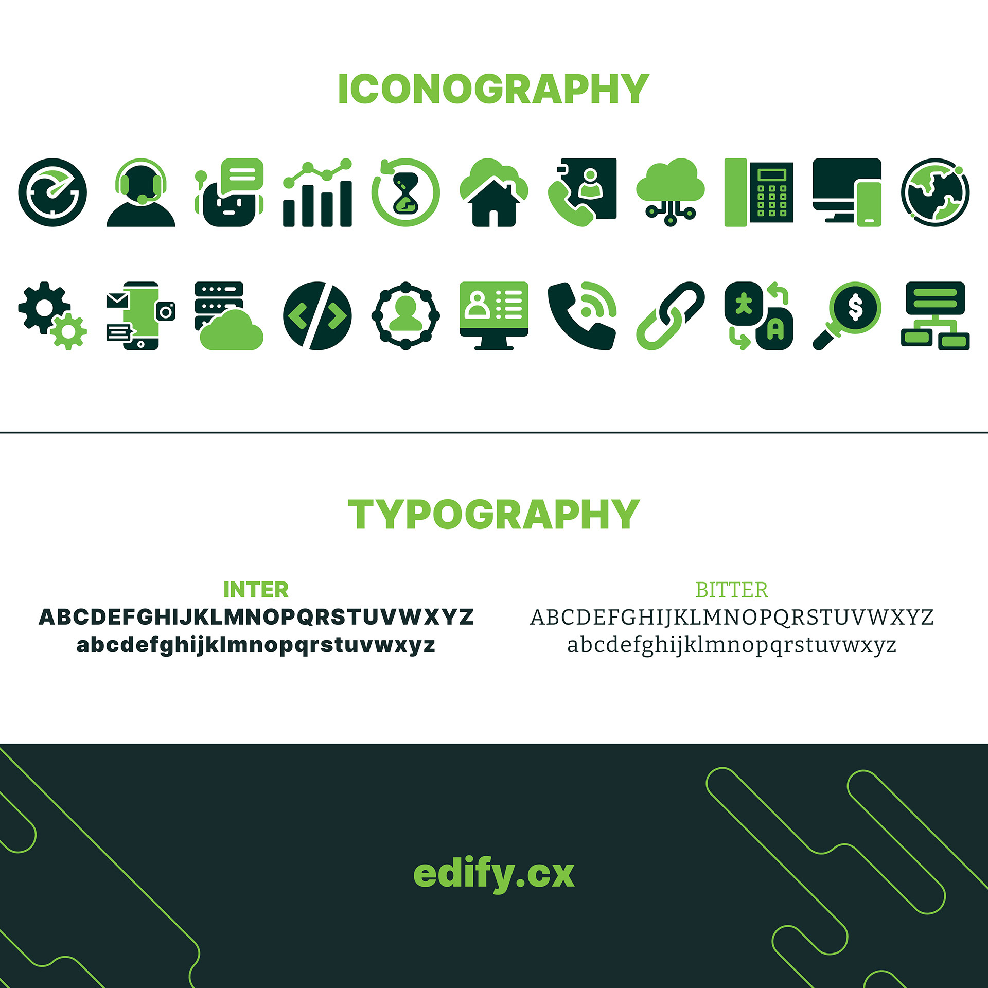 Custom icons and typography samples