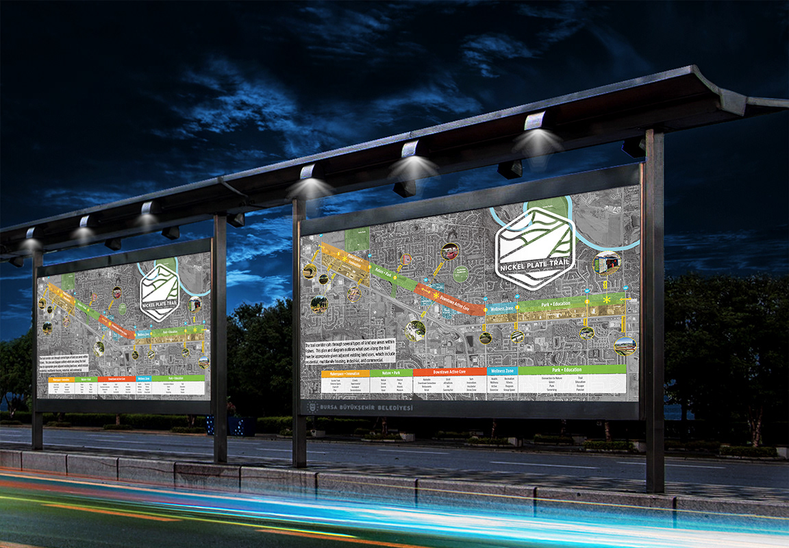 Signage displaying current activities and art installations