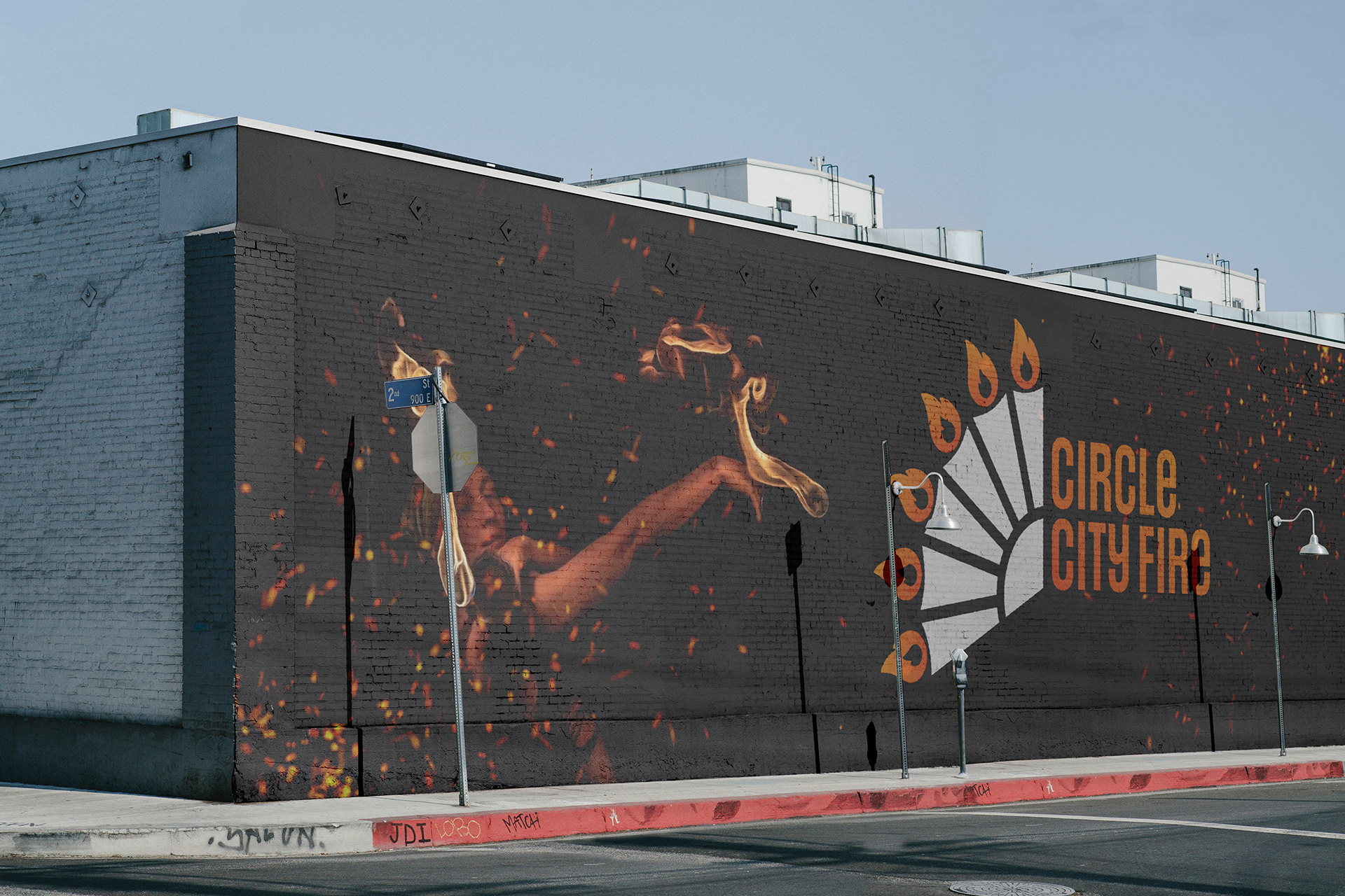 Mural promoting Circle City Fire