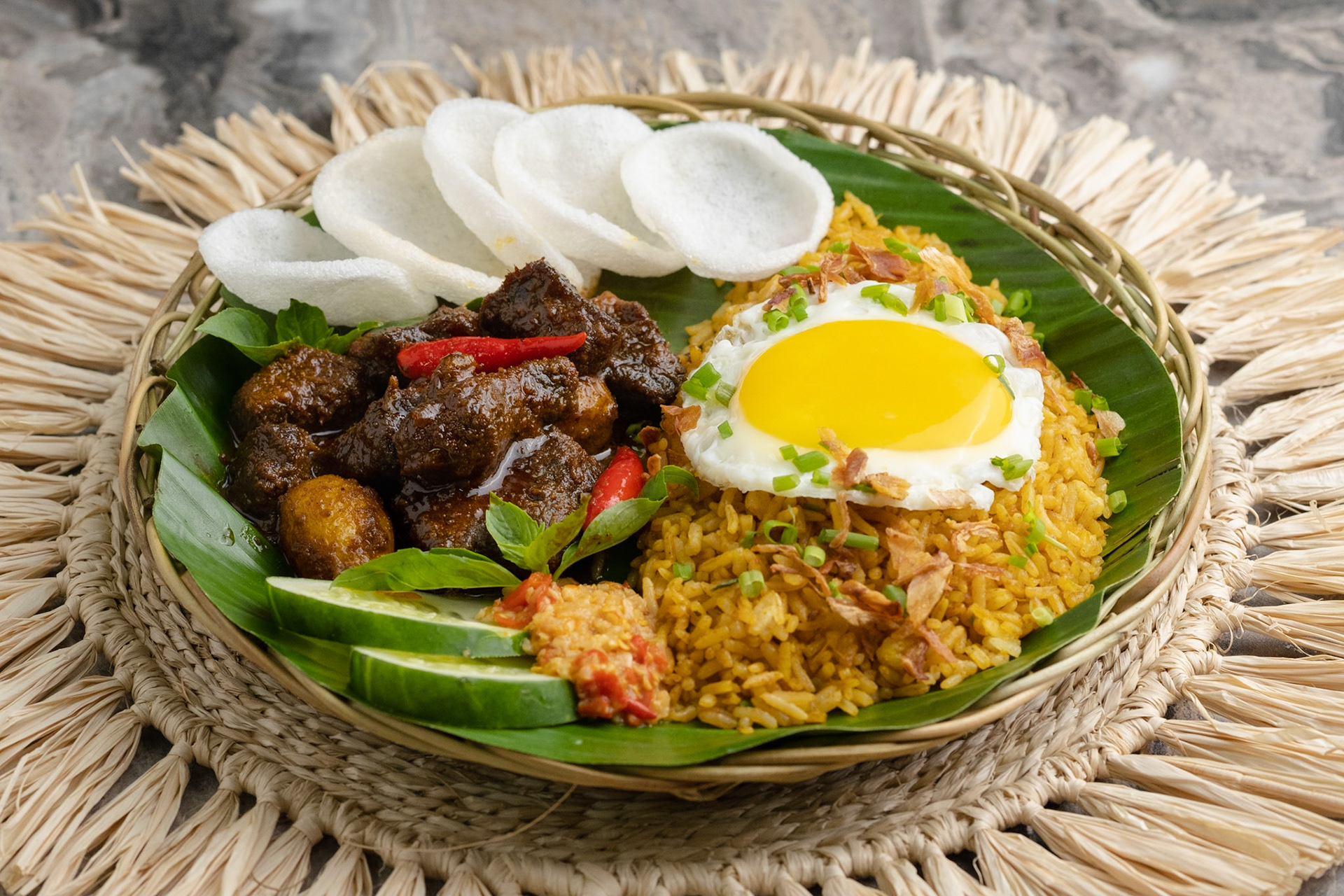 Traditional Beef Rendang with Nasi Goreng