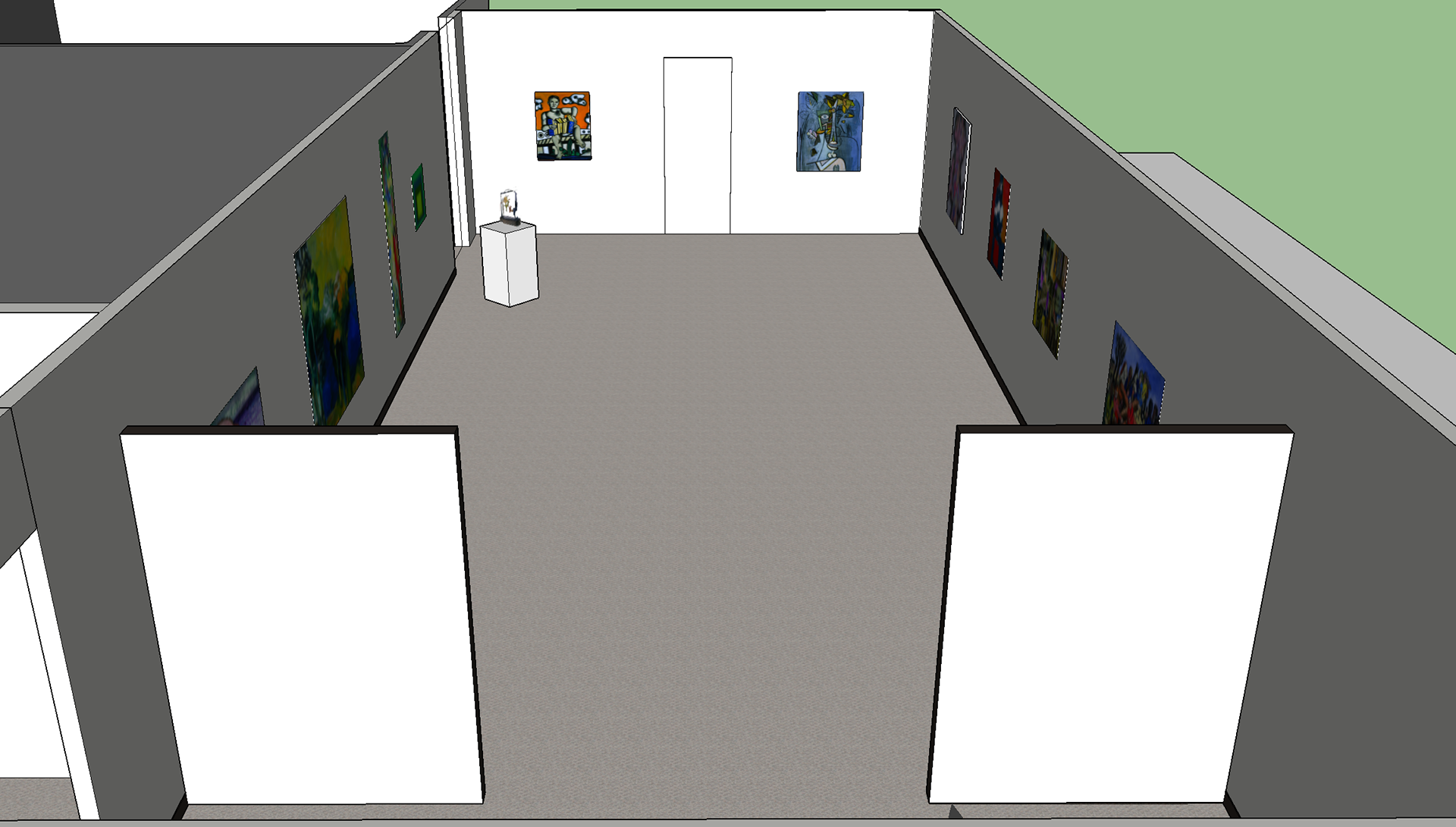 Lower-level Galleries perspective view with installation