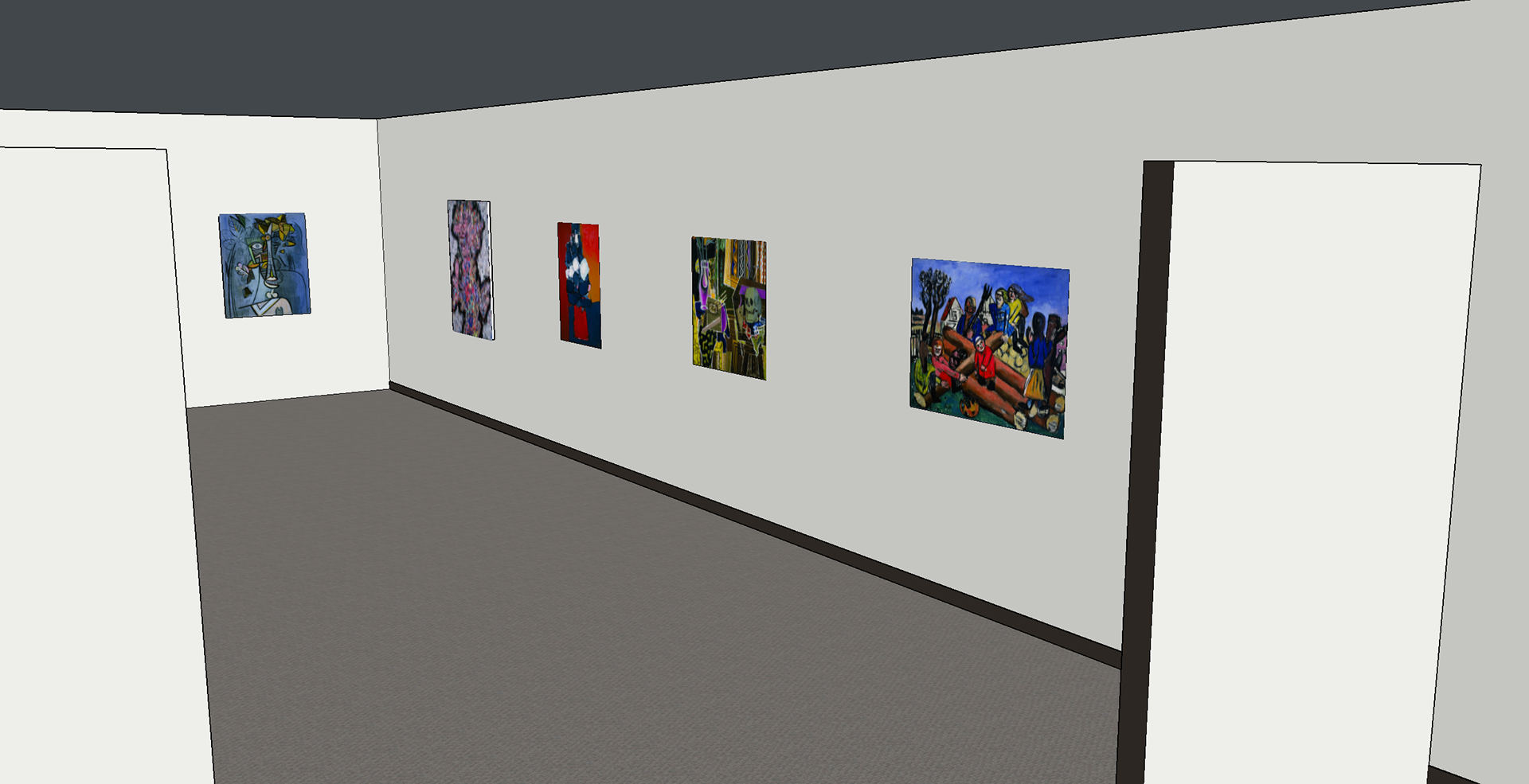 Lower-level Galleries perspective view with installation