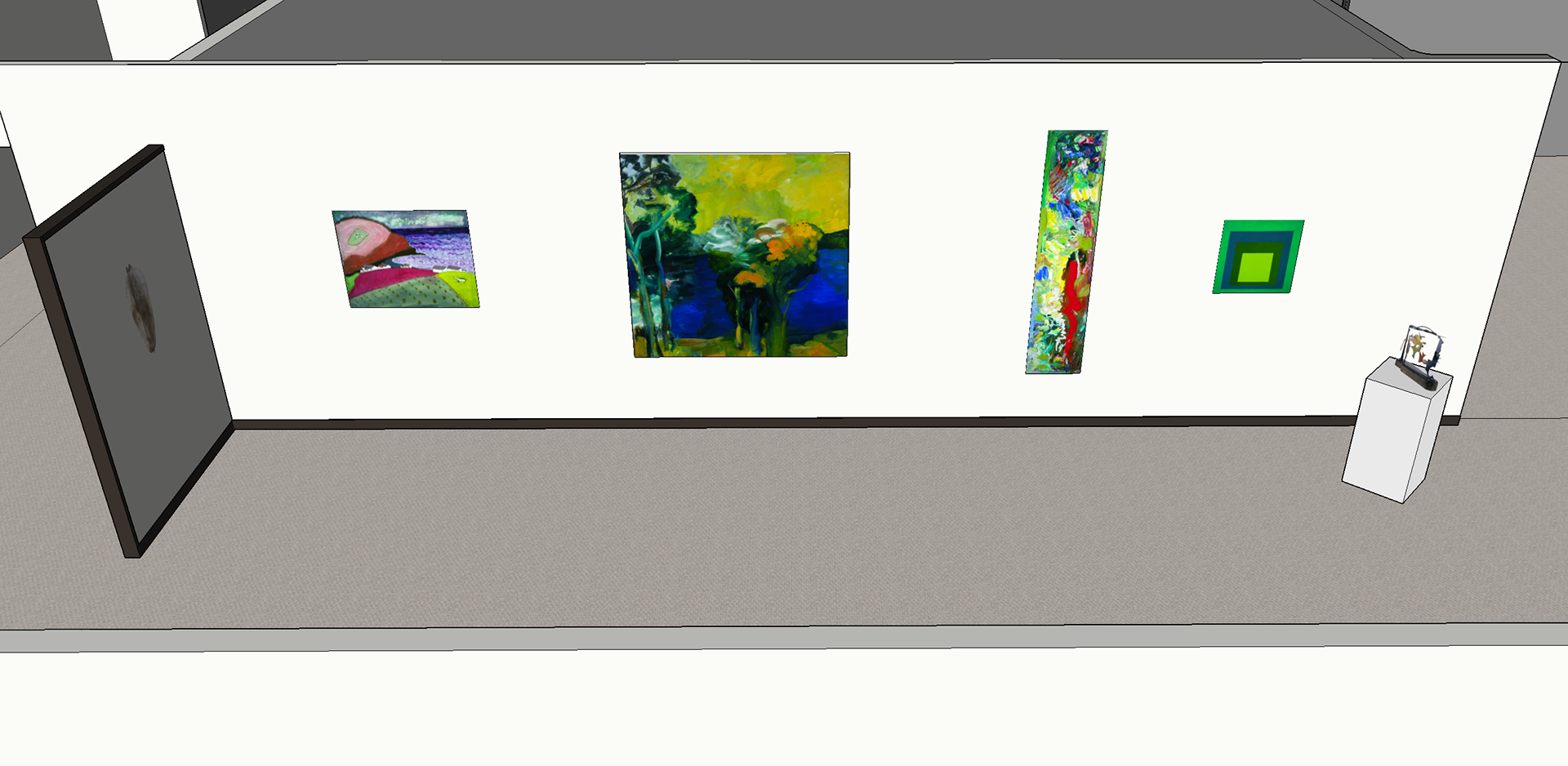 Lower-level Galleries perspective view with installation