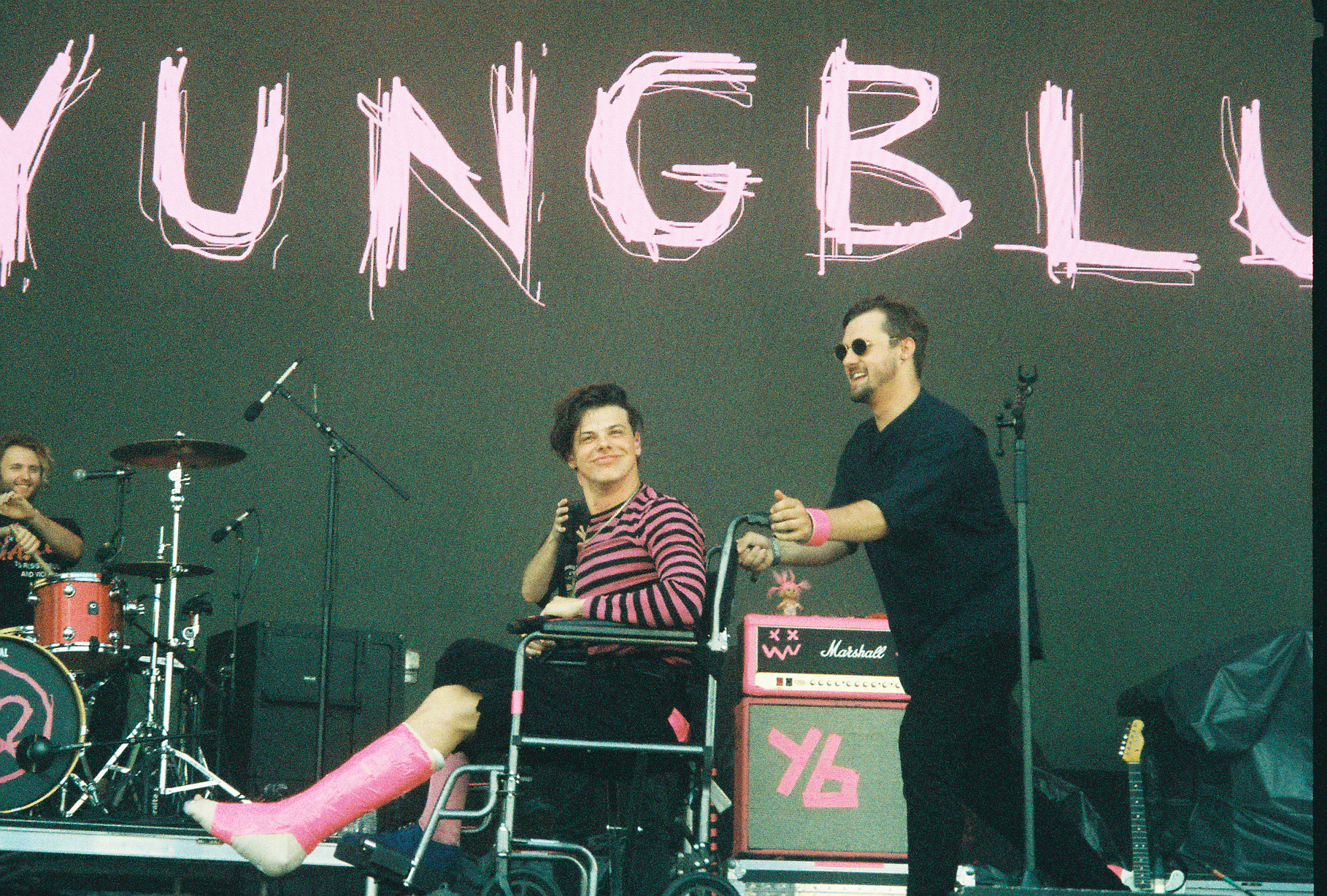 Yungblud gets pushed in a wheelchair during his set at Austin City Limits 2018