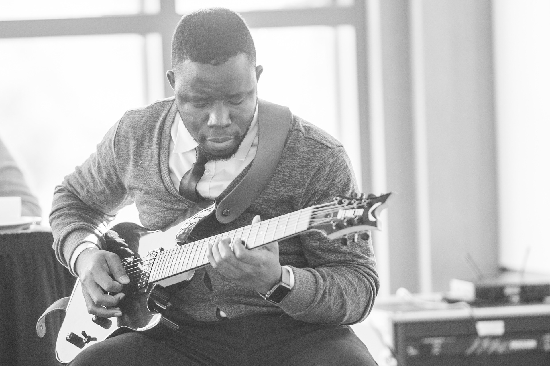 Derrick Dzormeku, a Mount Vernon Nazarene University student from Ghana performs during the annual MLK Breakfast held at Kenyon College.